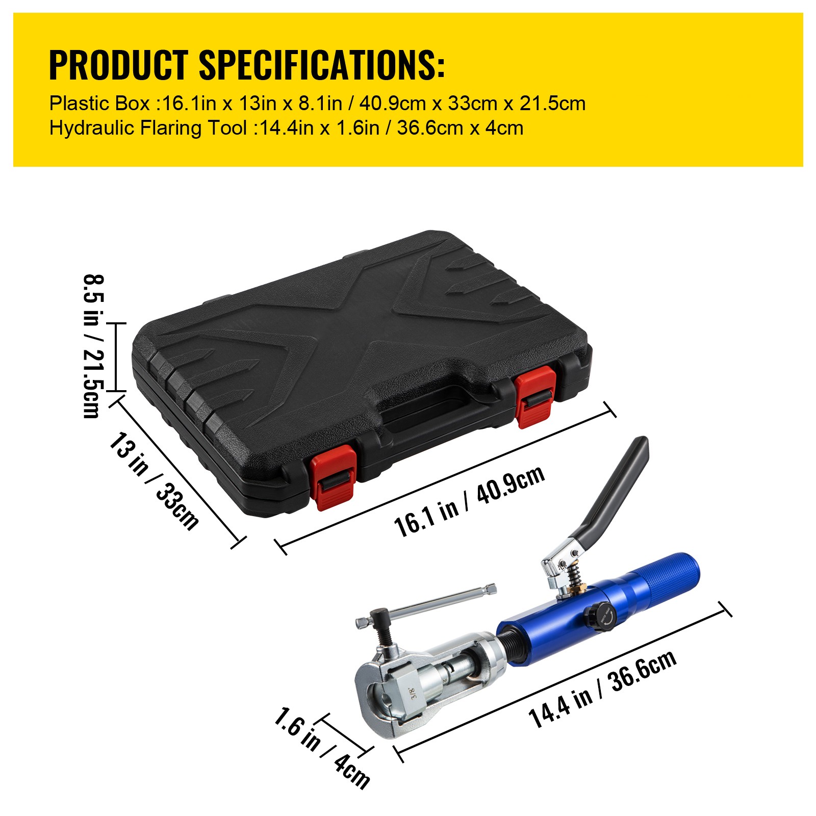 VEVOR Hydraulic Flaring Tool Kit Double Flaring Tool 45° for 3/16″ to 1/2″ Tube