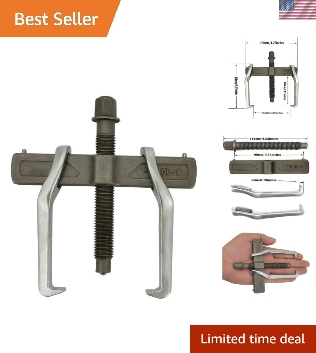 Efficient 2 Jaw Puller – 4 Inch Tool for Easy Internal and External Pulling