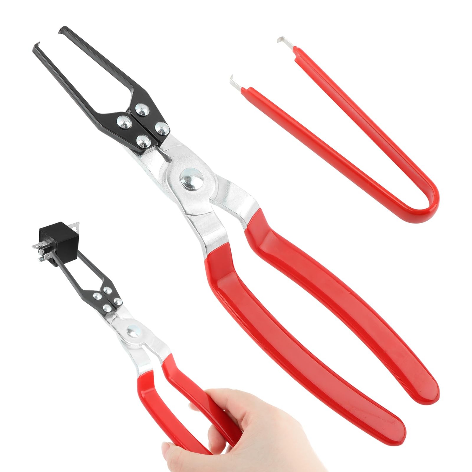 Relay Puller Pliers with Fuse Remover, Automotive Extractor Tool Red