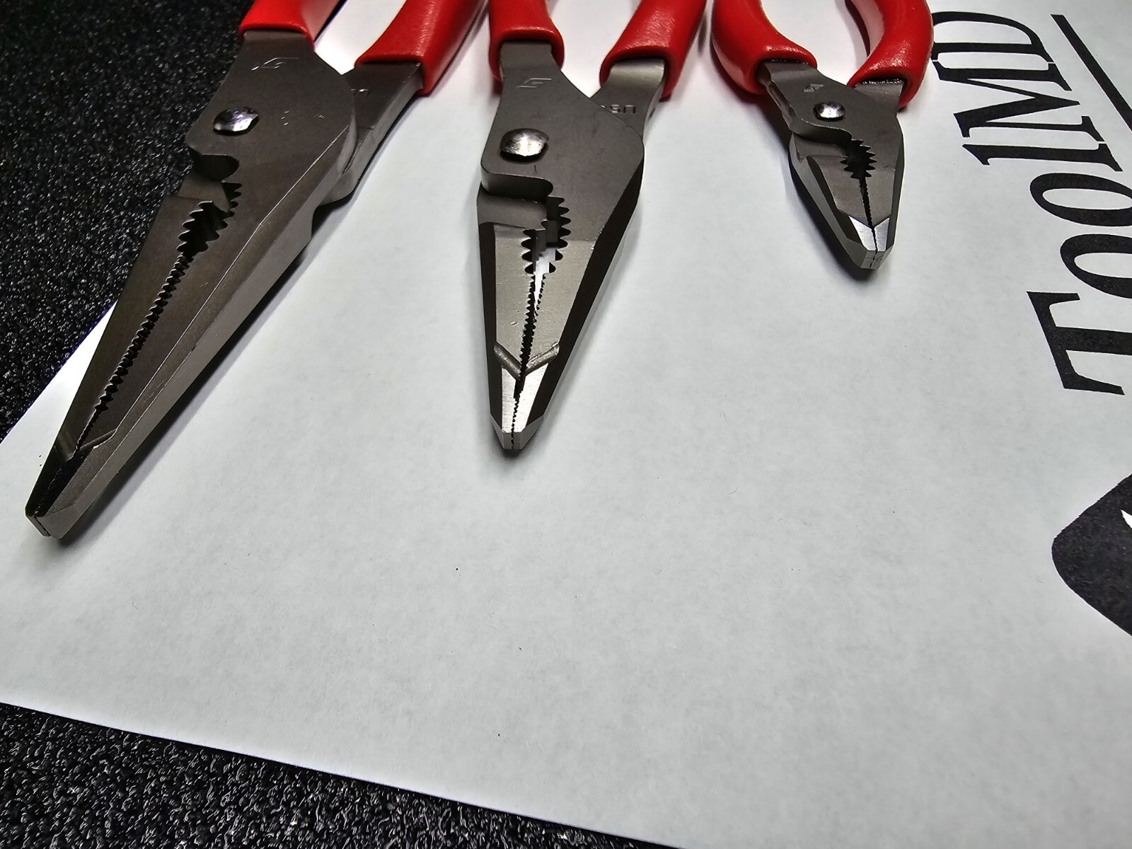 Snap-on Tools NEW 3pc RED Long Nose Slip Joint Plier Set LN44BCF LN47ACF LN46ACF