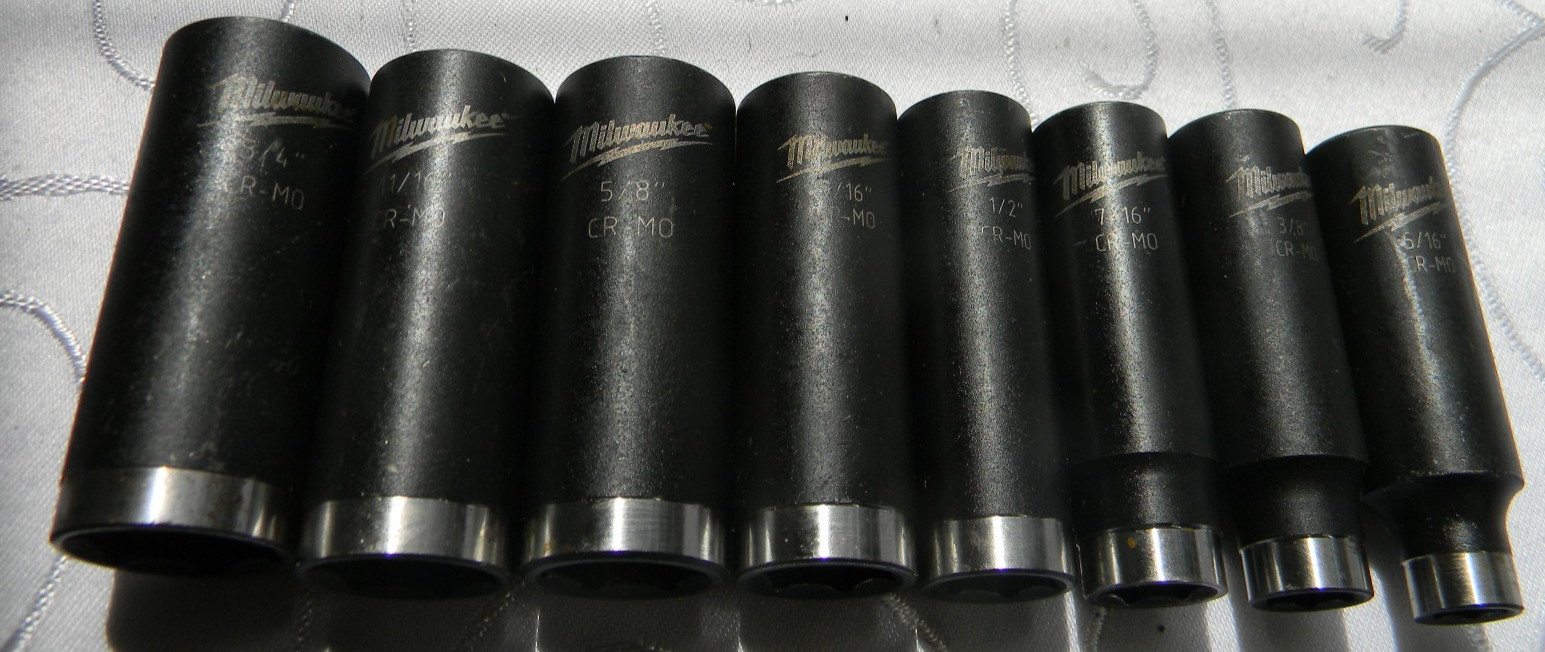 MILWAUKEE TOOLS 3/8″ DR 8PC SAE 6PT DEEP IMPACT SHOCKWAVE SOCKET SET 5/16″-3/4″