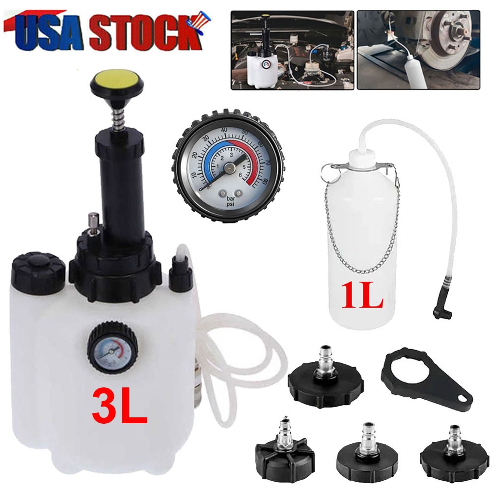 3L+1L Car Brake Bleeder Clutch Bleeding System Fluid Bleeder Tool Set Kit USA