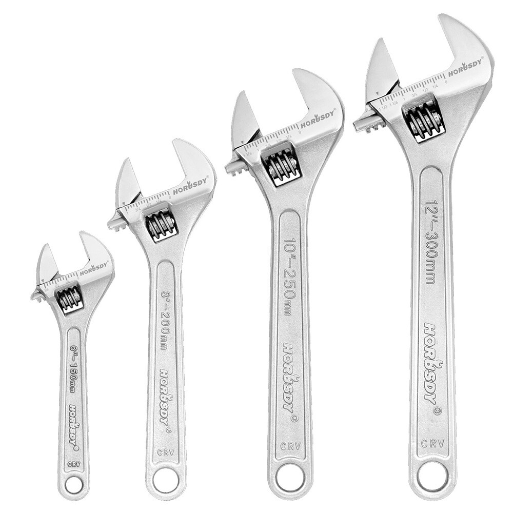 HORUSDY 4PC Adjustable Wrench Set Jaw 1-5/16″ 1-1/8″ 15/16″ 3/4″ Laser Marked