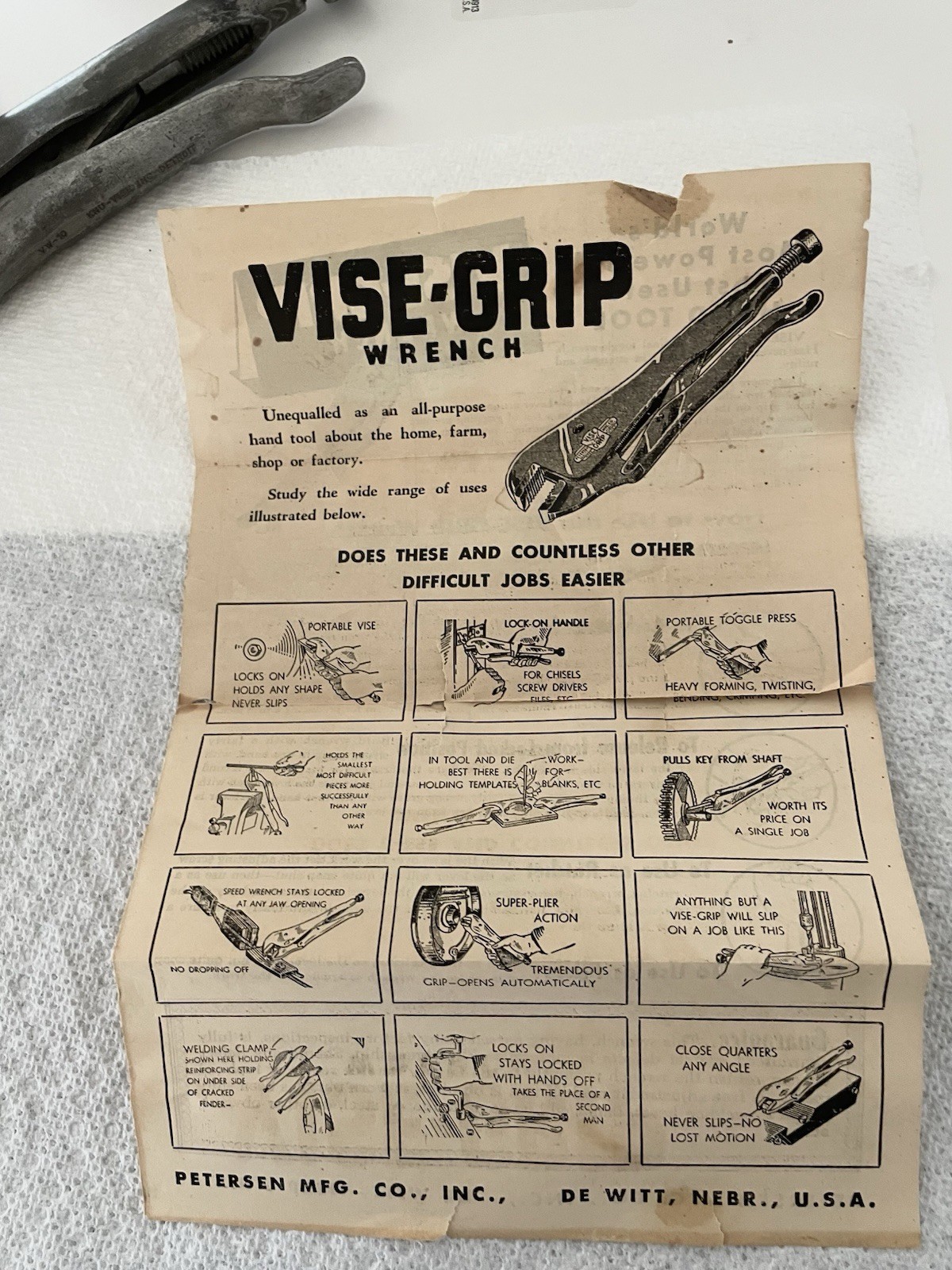 Vintage KNU-VISE USA VW-10 Locking 9 In Vise Grip Pliers VW10 Knu Vise
