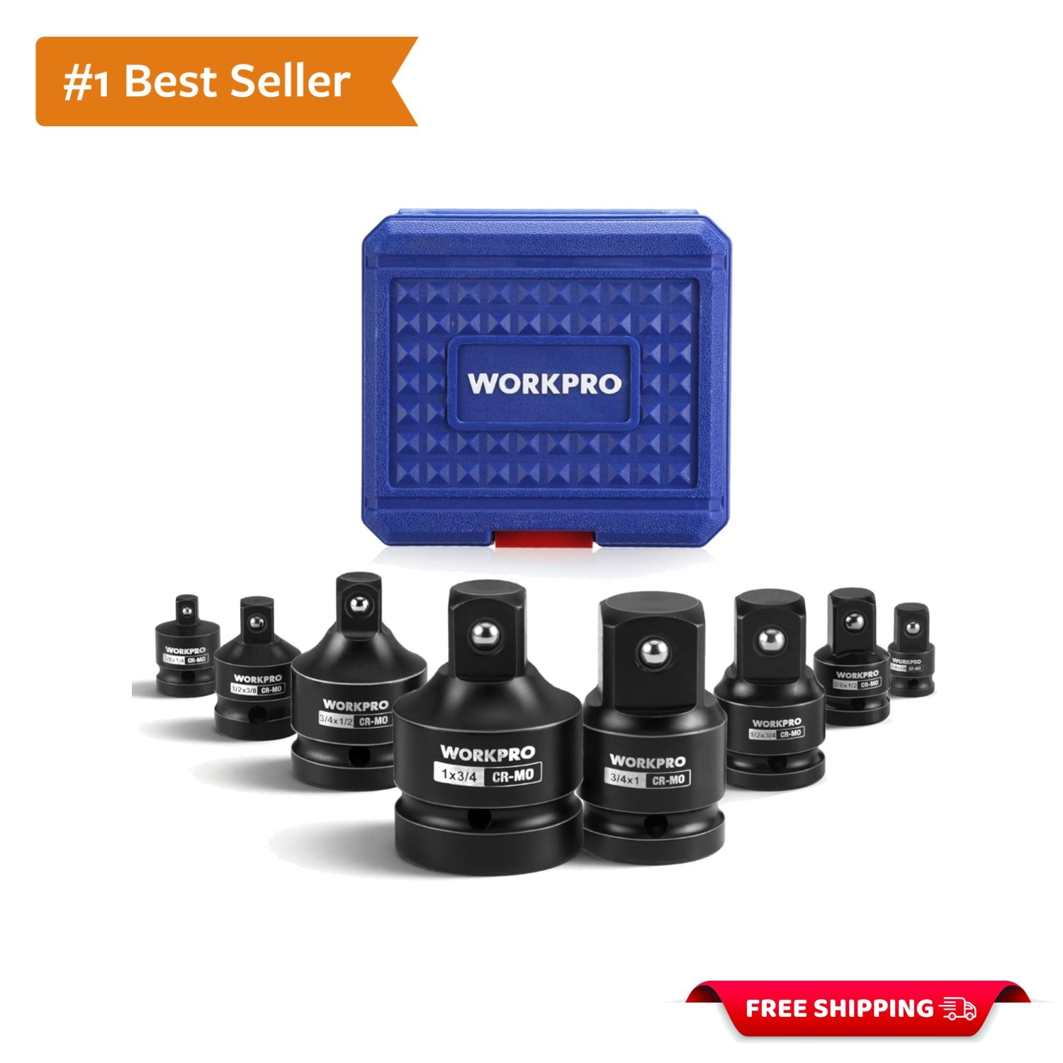 8PC Impact Socket Adapter Set – 1/4″, 3/8″, 1/2″, 3/4″, 1″ Drive Adapters wit…