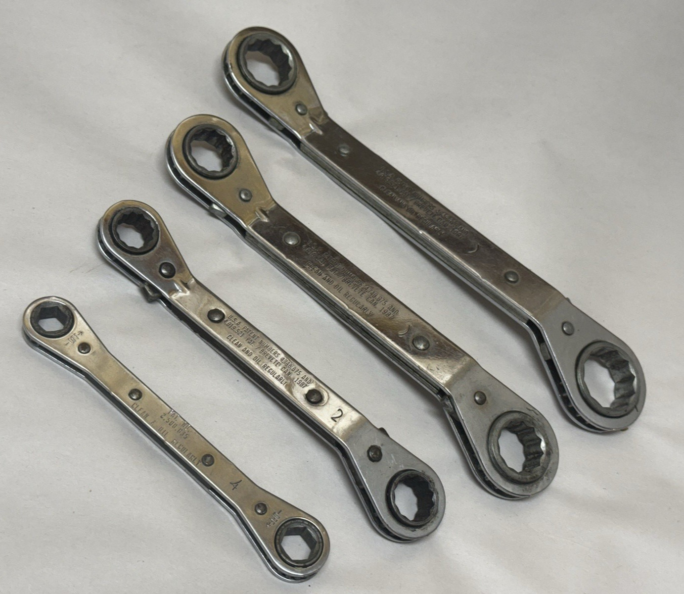 USA MAC Tools 4 pc SAE Ratcheting Double Box End Ratchet Wrench Set RW ROW