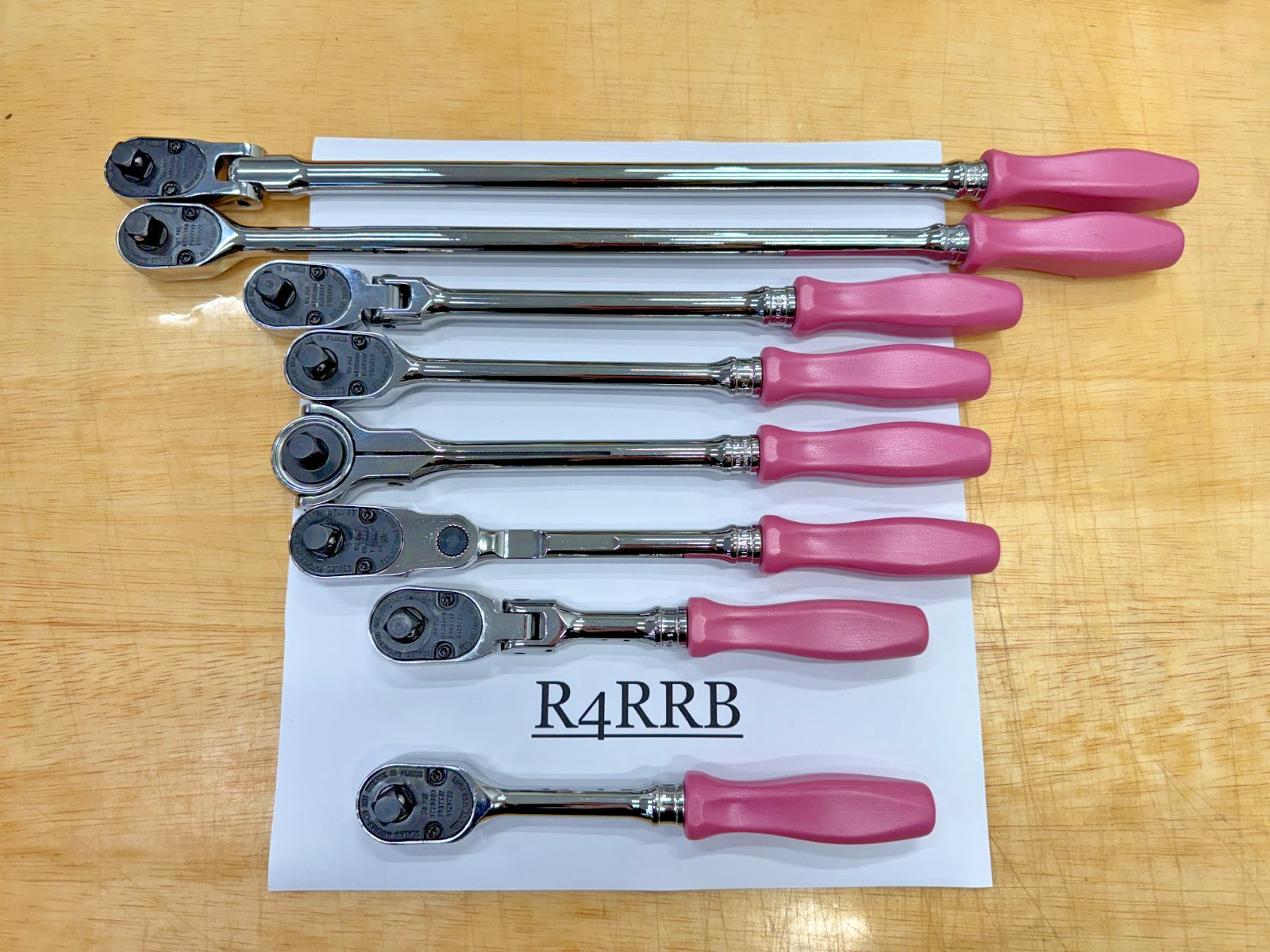 Snap-on Tools USA NOS 8pc PINK PEARL Hard Handle 3/8″ Fixed Flex Ratchet Lot Set