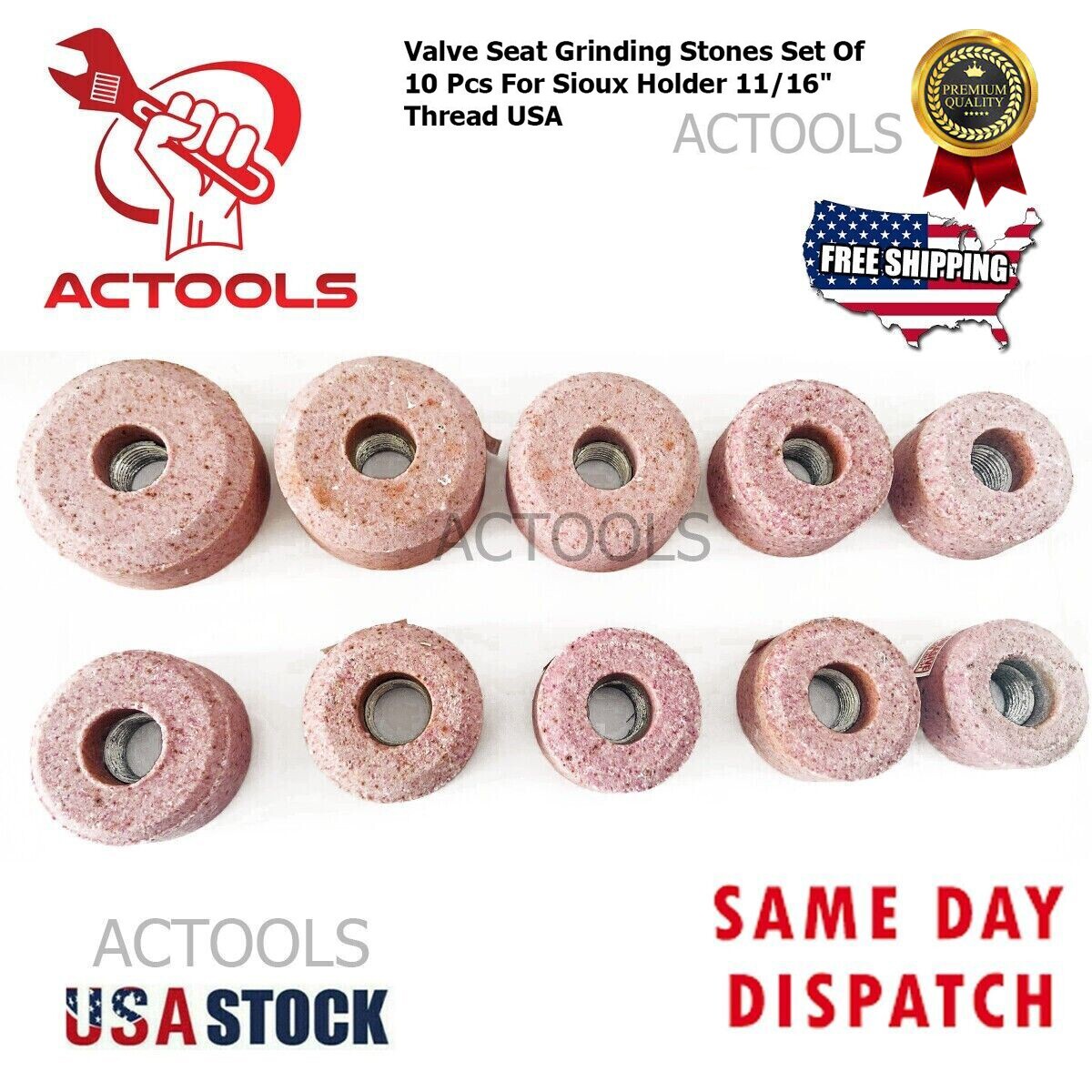 Valve Seat Grinding Stones Set 10 Pcs for Sioux Holder 11/16″ Thread 80 Grit USA