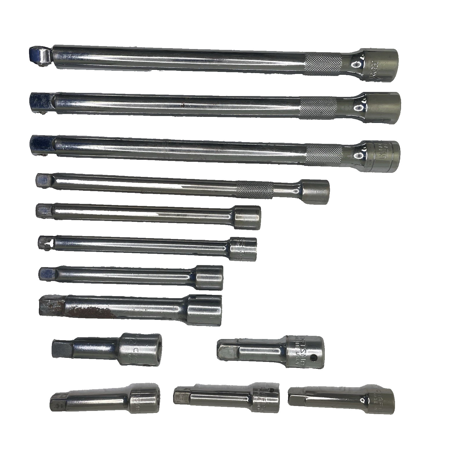 Ratchet Extensions Lot – 13pc – 3/8″ and 1/2″ Drives – 3″ to 10″ – Mixed Brands