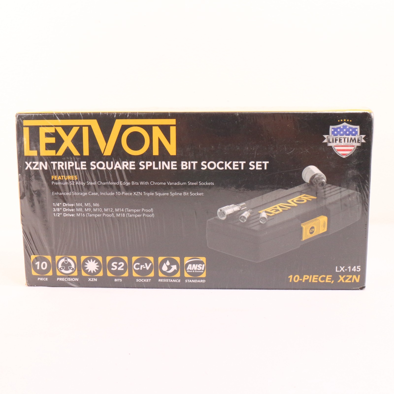 Lexivon LX-145 XZN Triple Square Spline Bit Socket Set 10 Pcs M4-M18 Alloy Steel