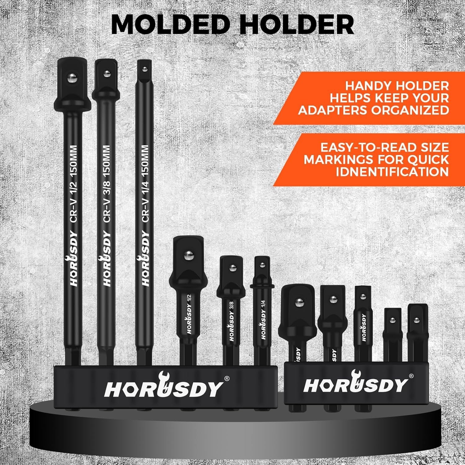 Impact Socket Adapter Set 11-Piece 1/4 Inch Hex Shank Cr-V Steel