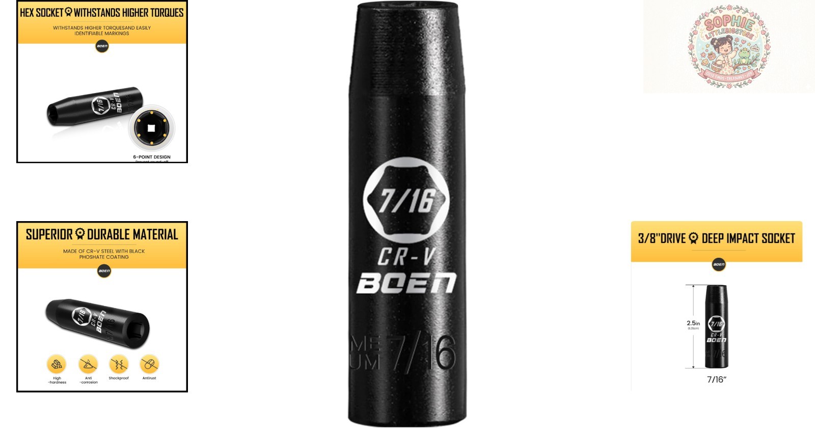 Durable 7/16″ Deep Drive Socket – CR-V Steel with Manganese Coating