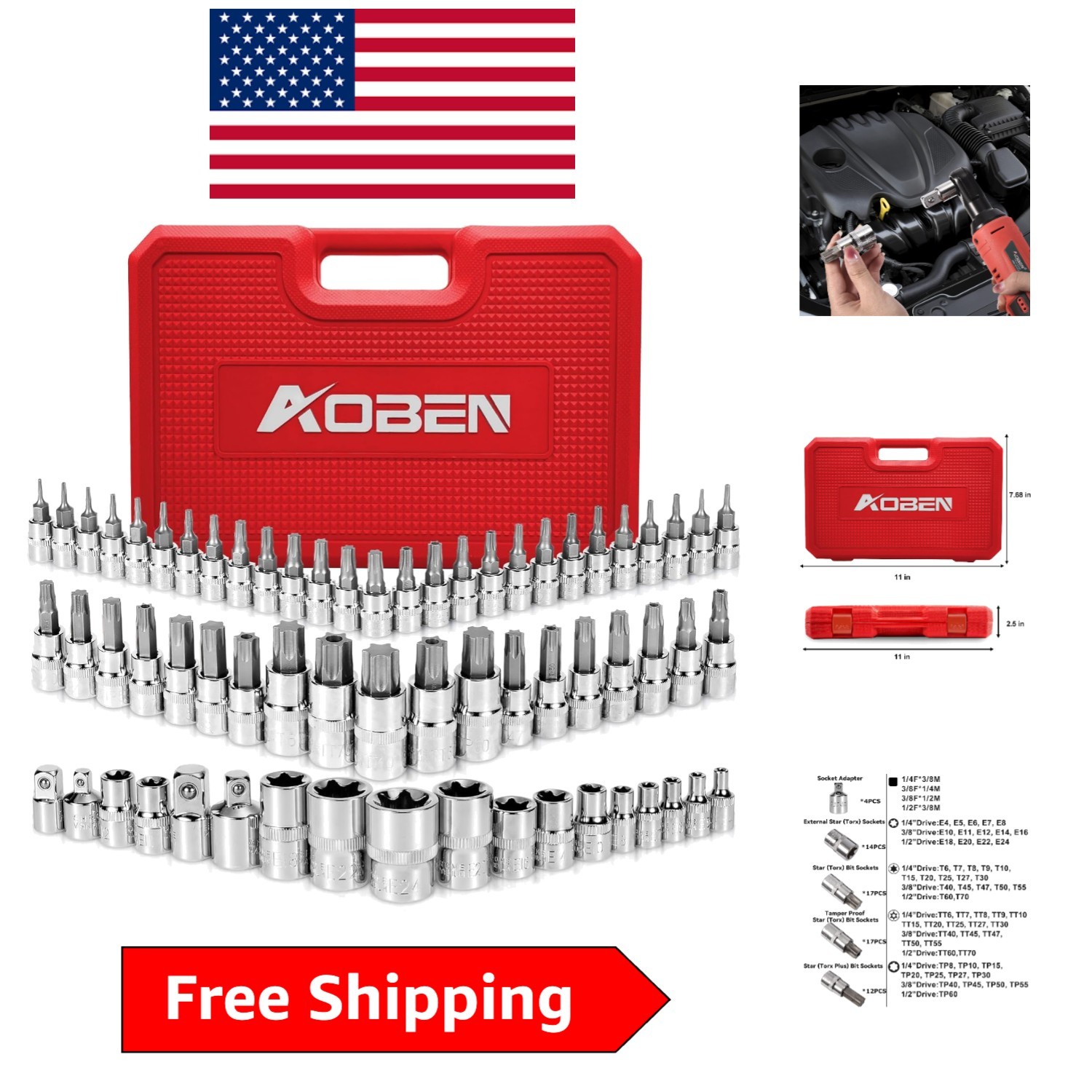 64-Piece Chrome Vanadium Torx Bit Socket Set – Superior Durability & Torque