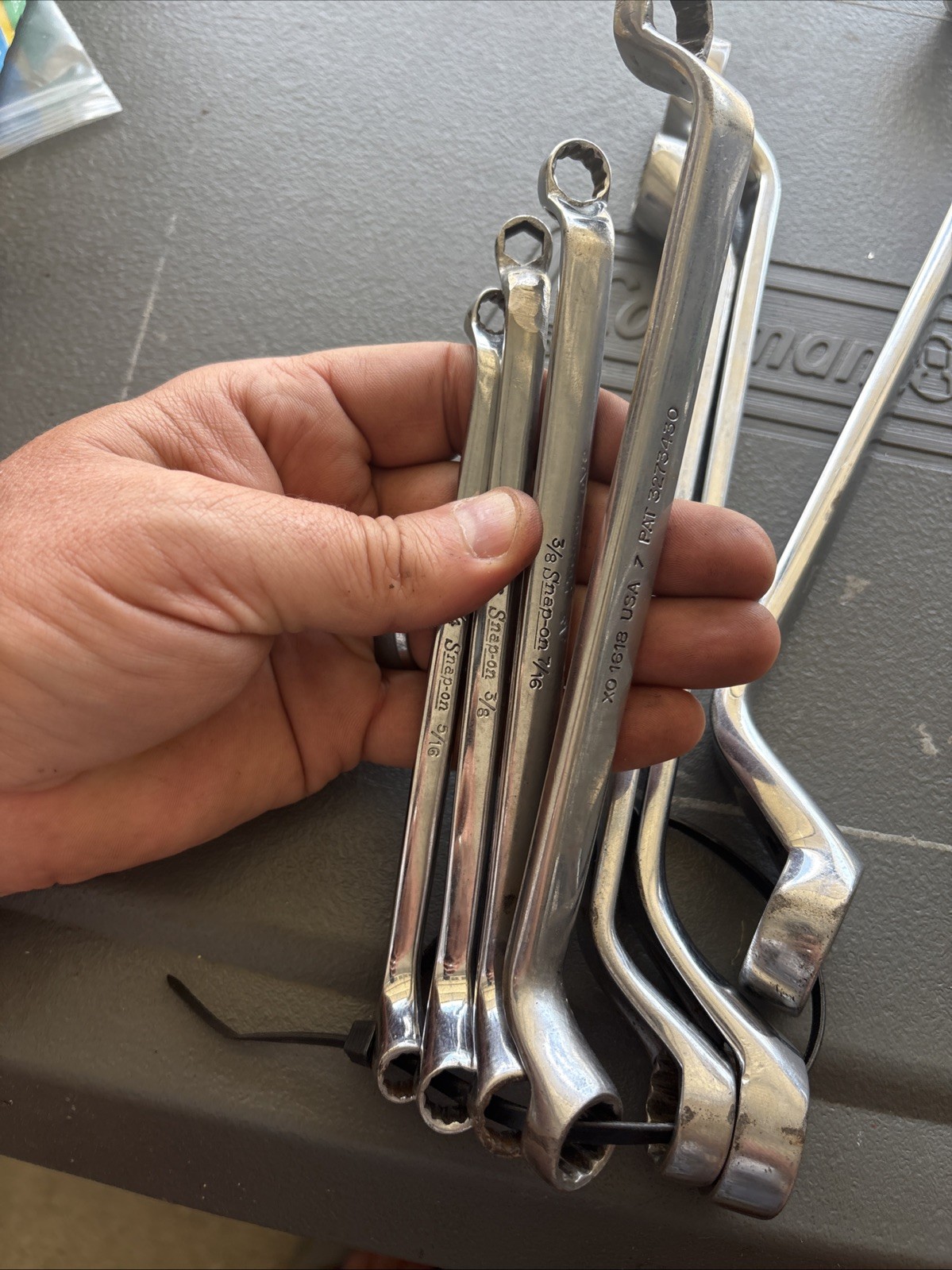 Snap-On XO Series 60° Offset Box End Wrench 7pc Set 1/4 – 15/16” Vintage