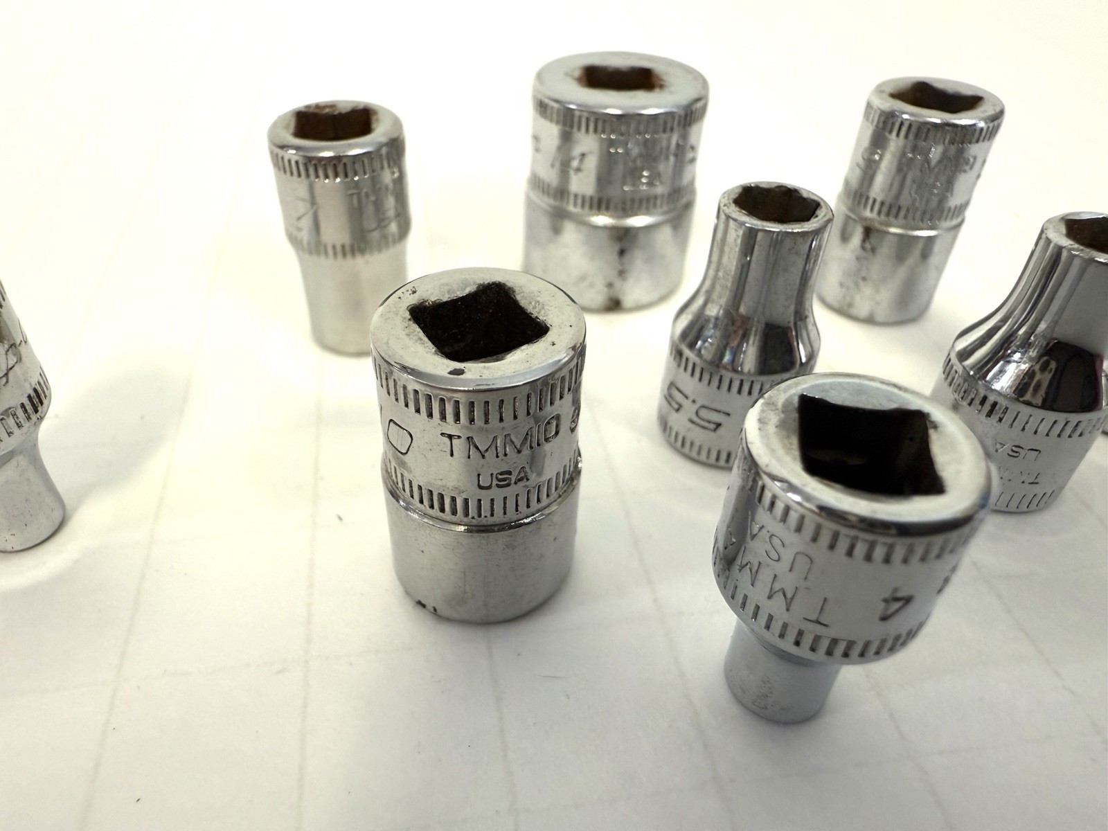 Snap-on 9 pc Shallow Socket set (2) TMM4 TMM5 TMM55 TMM6 TMM7 TMM9 TMM10 TMM14