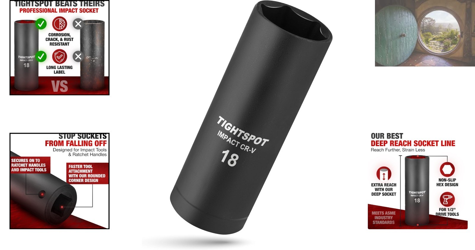1/2 Inch Drive 18mm Deep Impact Socket – CRV Steel & Manganese Phosphate Finish