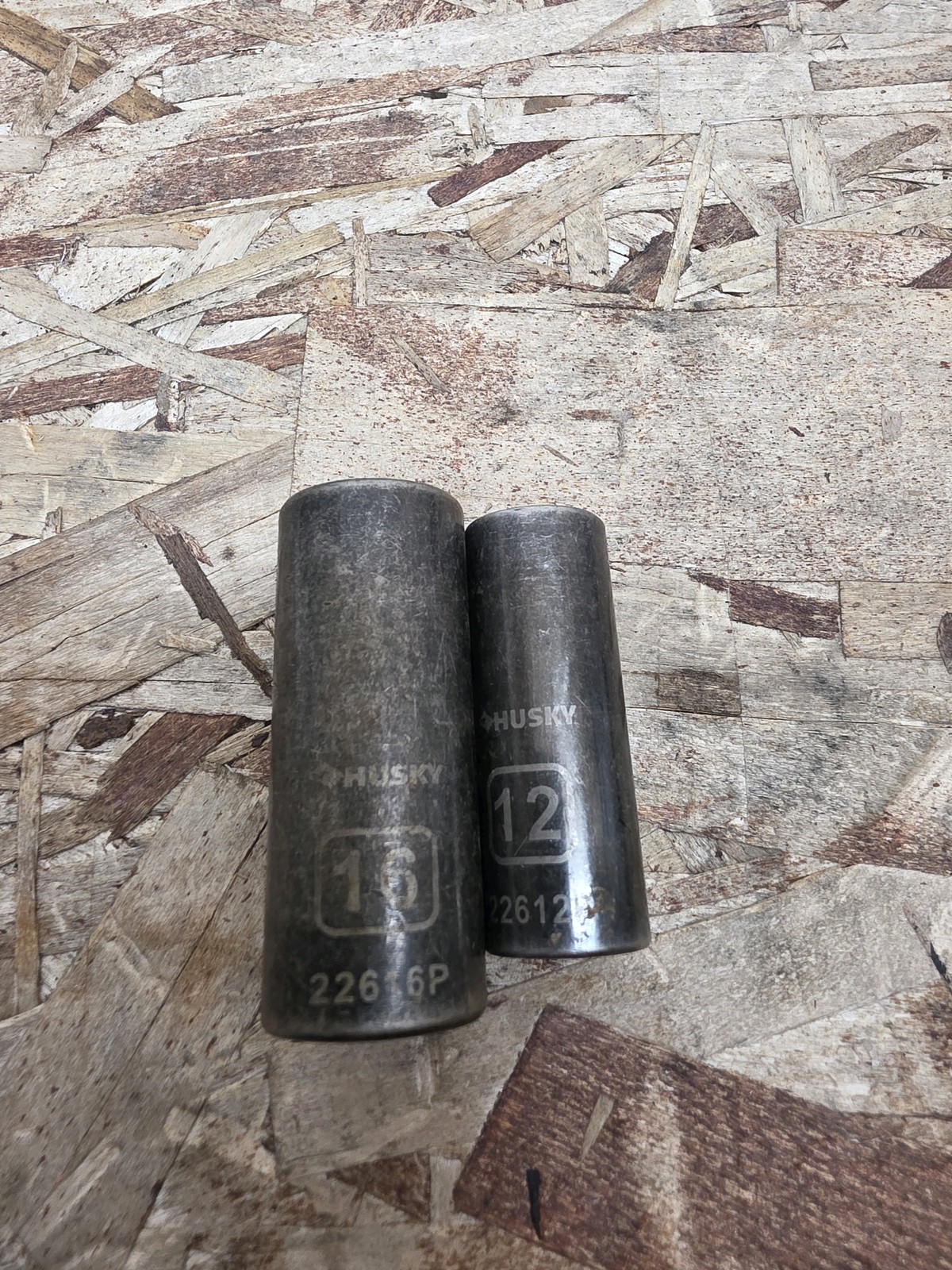 Husky Pro 3/8 Drive 12mm 16mm Deep Impact 6 Point Sockets Lot of 2 22612P 22616P