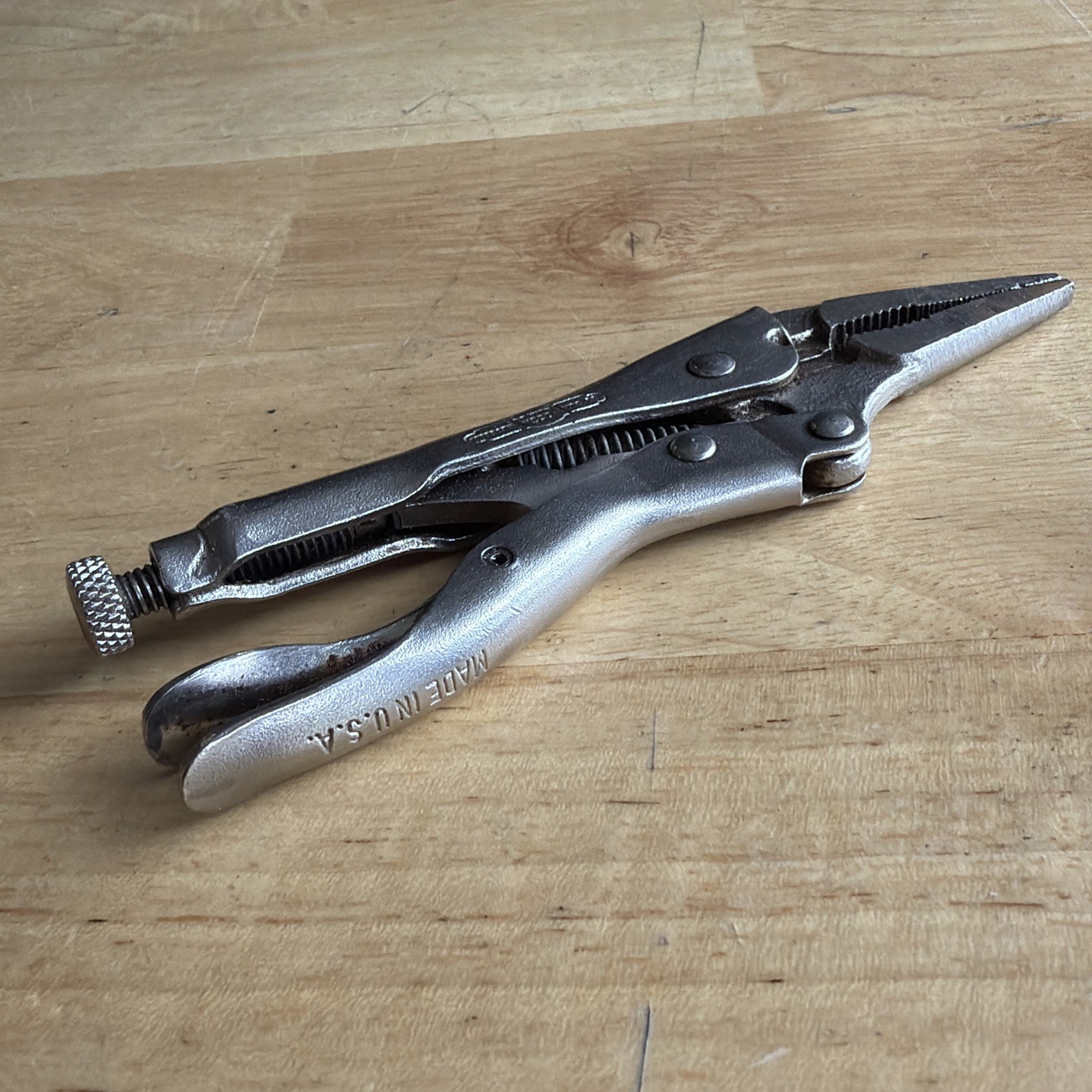 Petersen 5″ Long Nose Locking Pliers Vise Grips 4LN Vtg Dewitt, Neb. USA