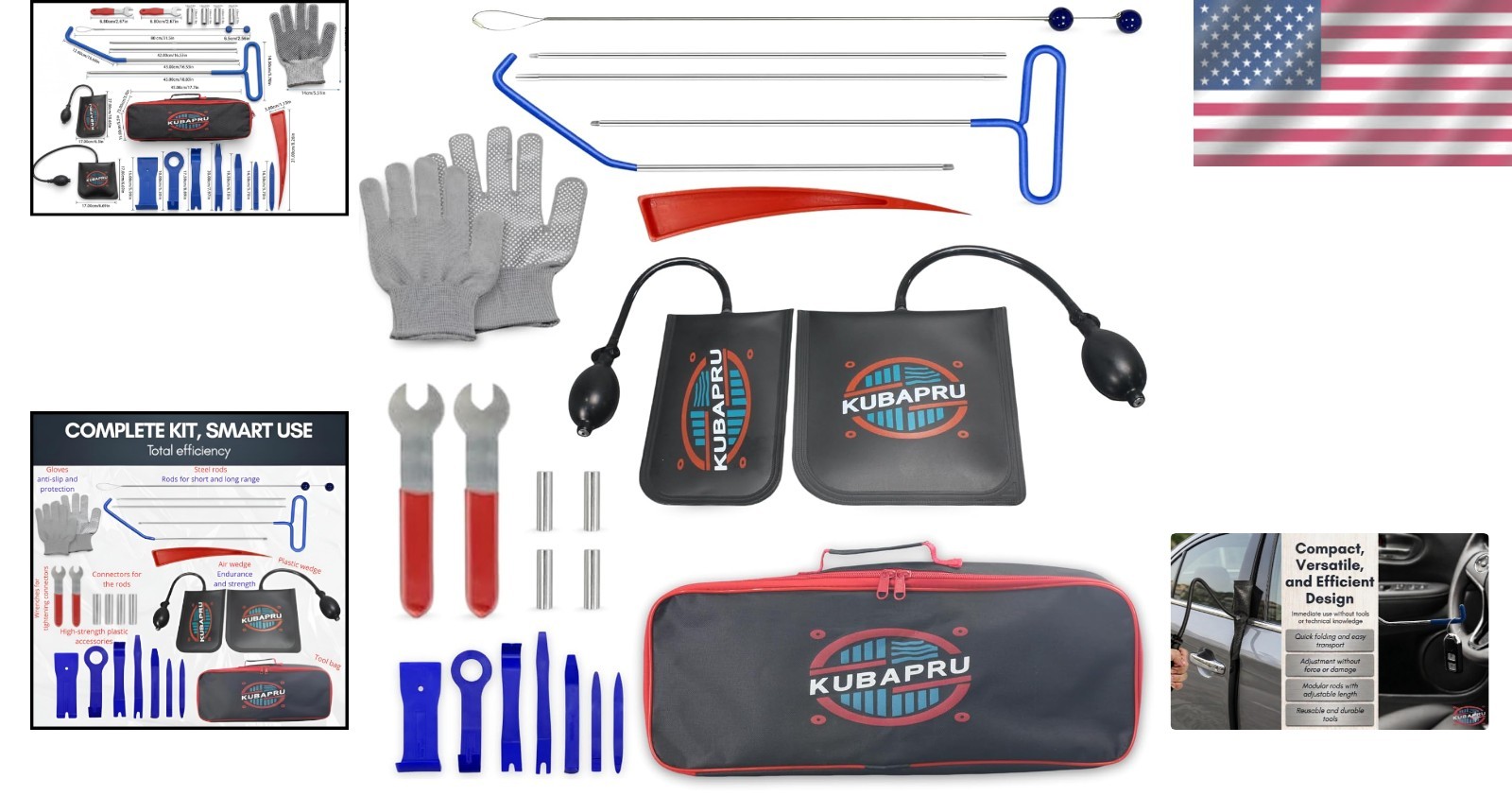 22-Piece Car Repair Tool Kit – Stainless Steel Tools & Inflatable Air Wedge