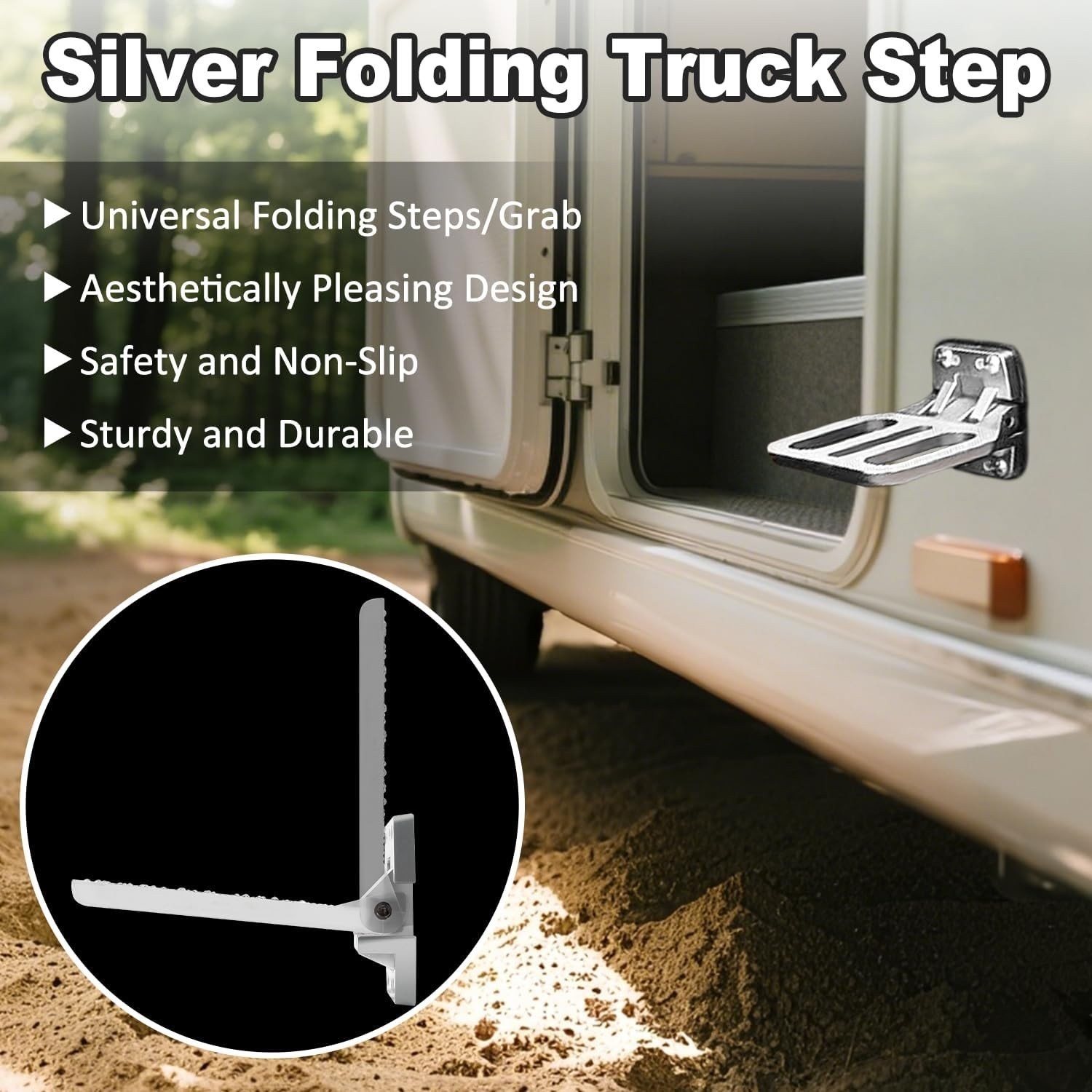 FS2797CH Large Folding Step With Gasket for Truck Trailer RV Camper Boat Vehicle