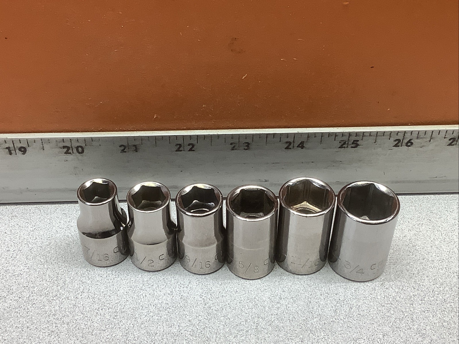 6pc Craftsman 1/2″ Drive Inverted G2 Series 6PT SAE Socket Set 7/16”to 3/4”