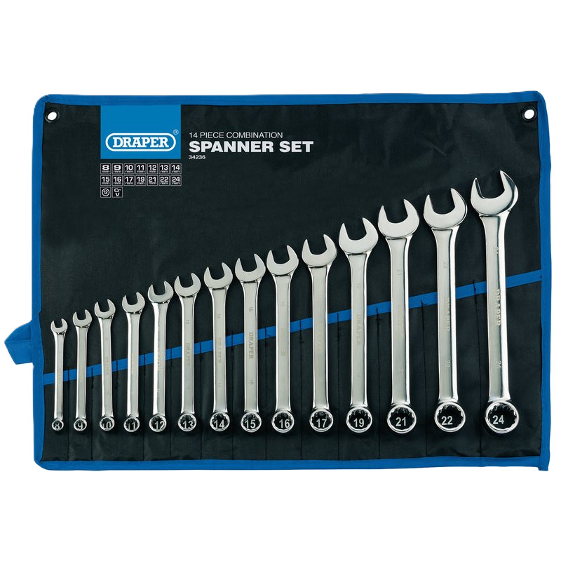 Draper 34236 Draper HI-TORQ Metric Combination Spanner Set (14 Piece)