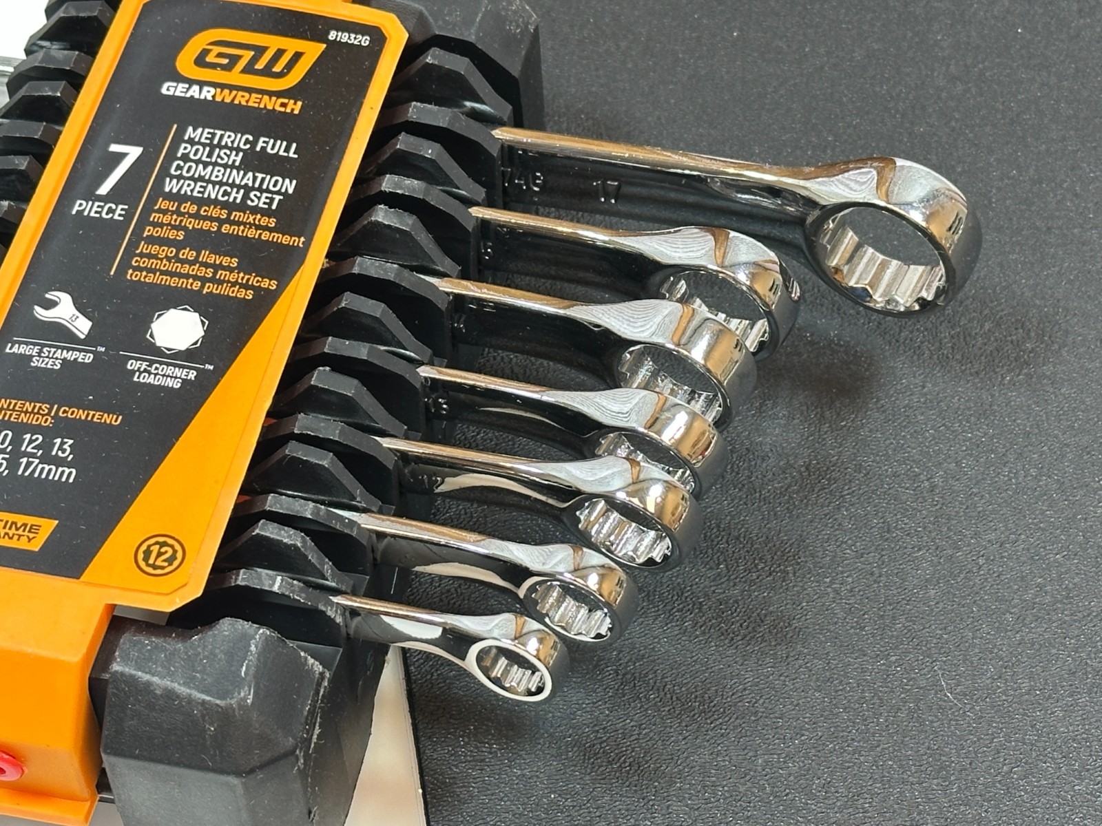 NEW GearWrench Tools 7pc Metric 8-17mm Full Polish NON-RATCHETING Wrench Set NOS