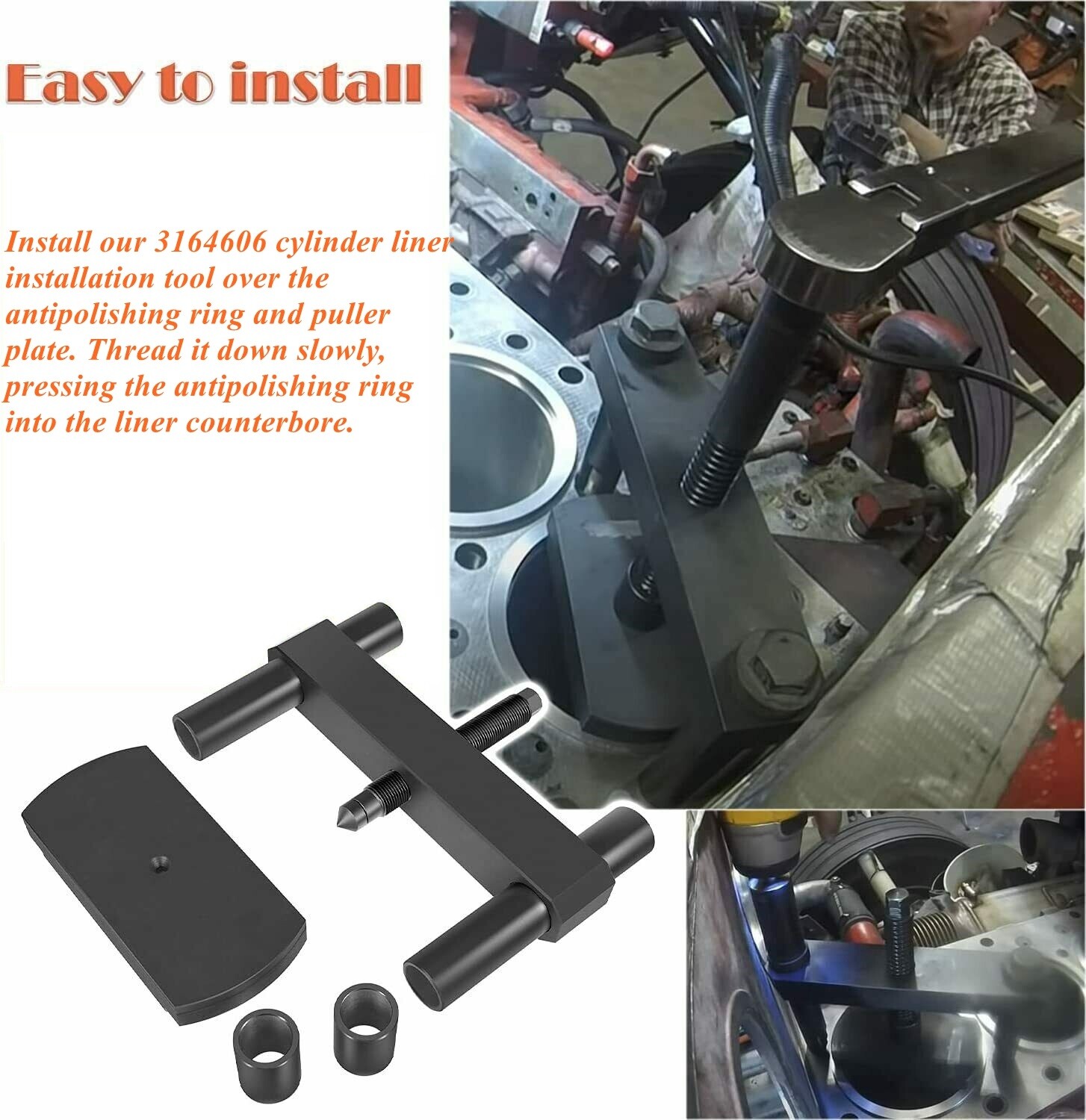 3164606 Cylinder Liner Press Installer Tool For Cummins ISX X15 Liner Press