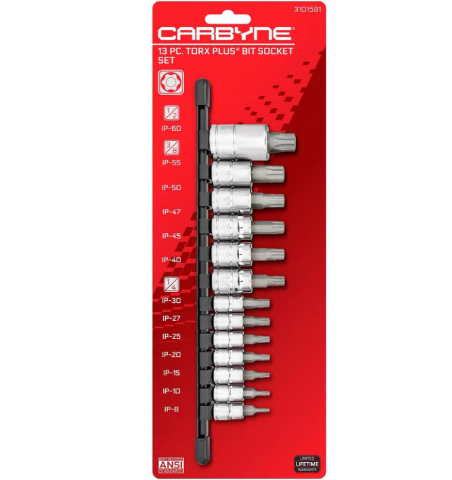 Torx Plus (aka 6 Lobe) Bit Socket Set – 13 Piece, TP-8/IP-8 to TP-60/IP-60