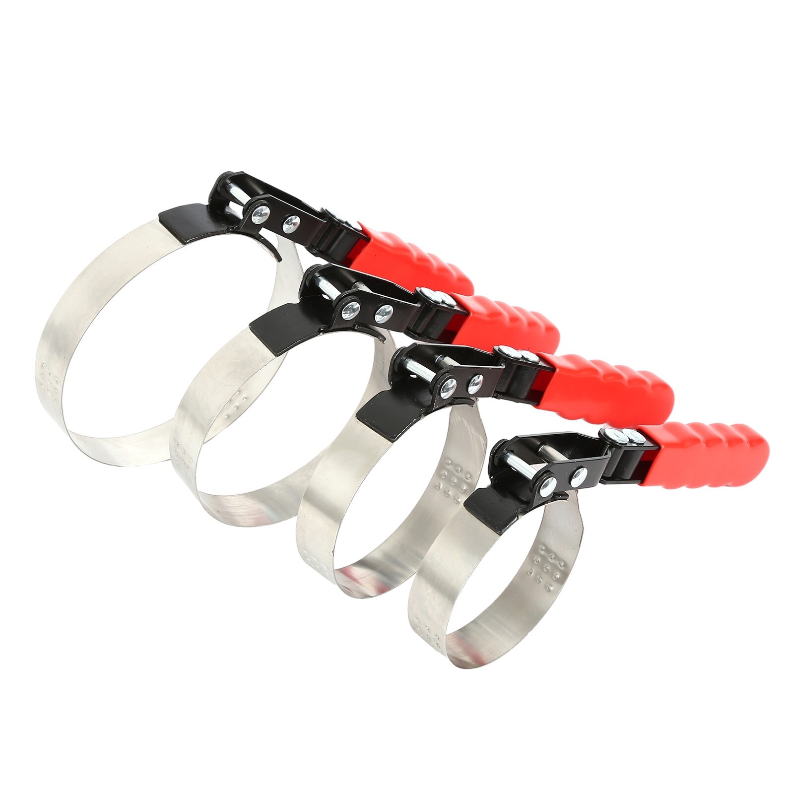 4 Pieces Oil Filter Strap Wrench Set Adjustable Up to 2-3/4” to 5-1/4″ Diameter