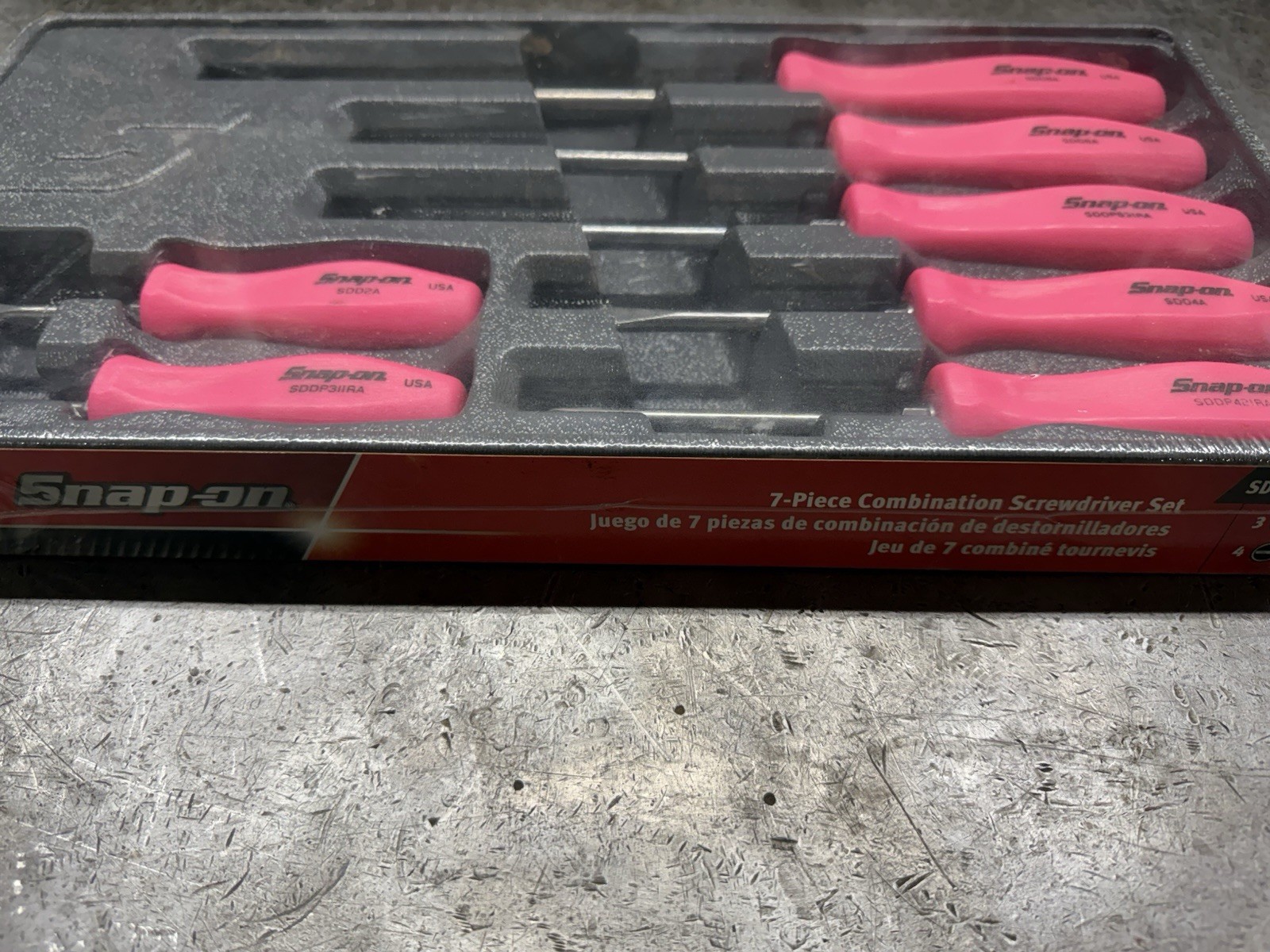 Snap On Tools Pearl PINK 7pc Hard Handle Combination Screwdriver Set SDDX70APP