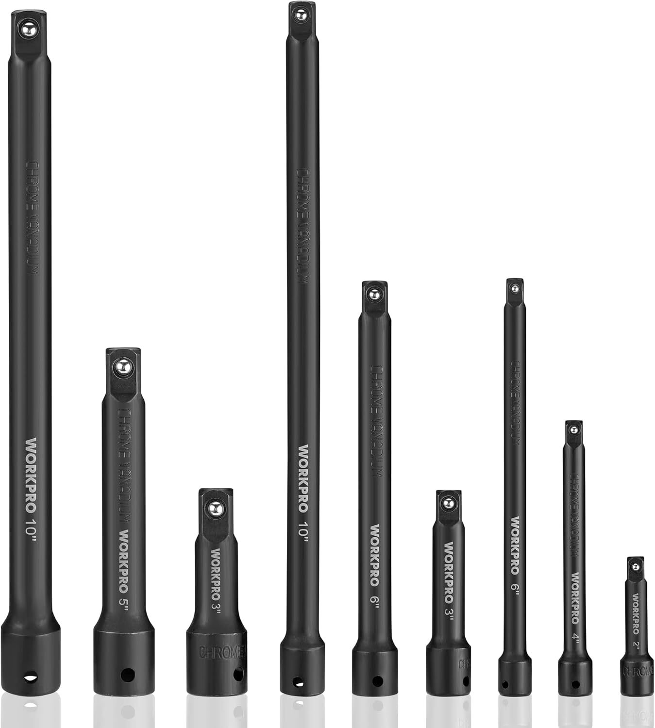 9 PCS Impact Driver Extension Bar Set, 1/4″, 3/8″ and 1/2″ Drive Socket Extensio