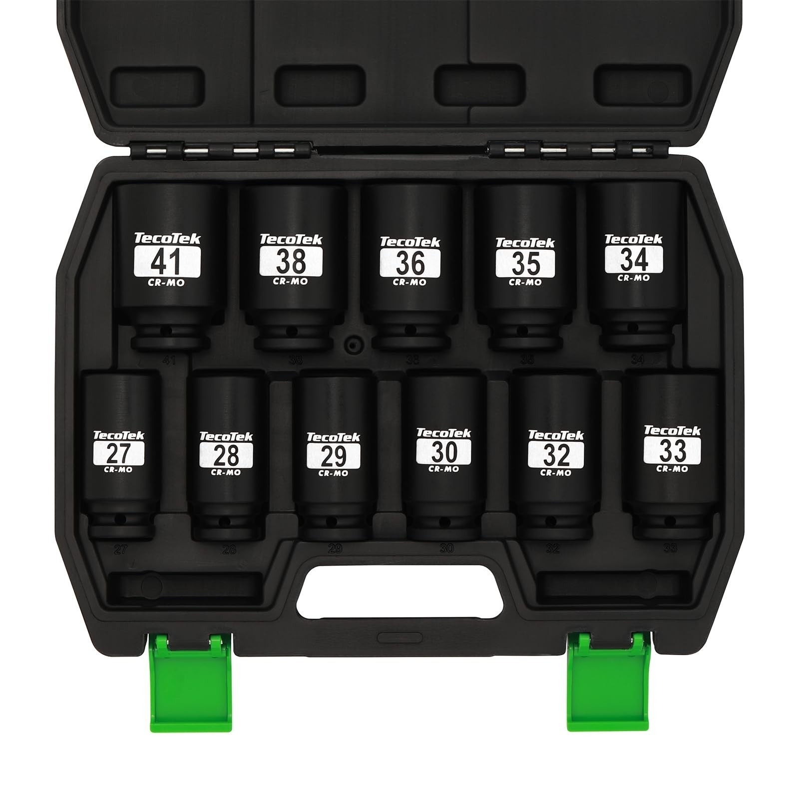 11-Piece 1/2″ Drive Deep Impact Socket Set, 6-Point Cr-Mo Metric Axle Nuts 27mm-