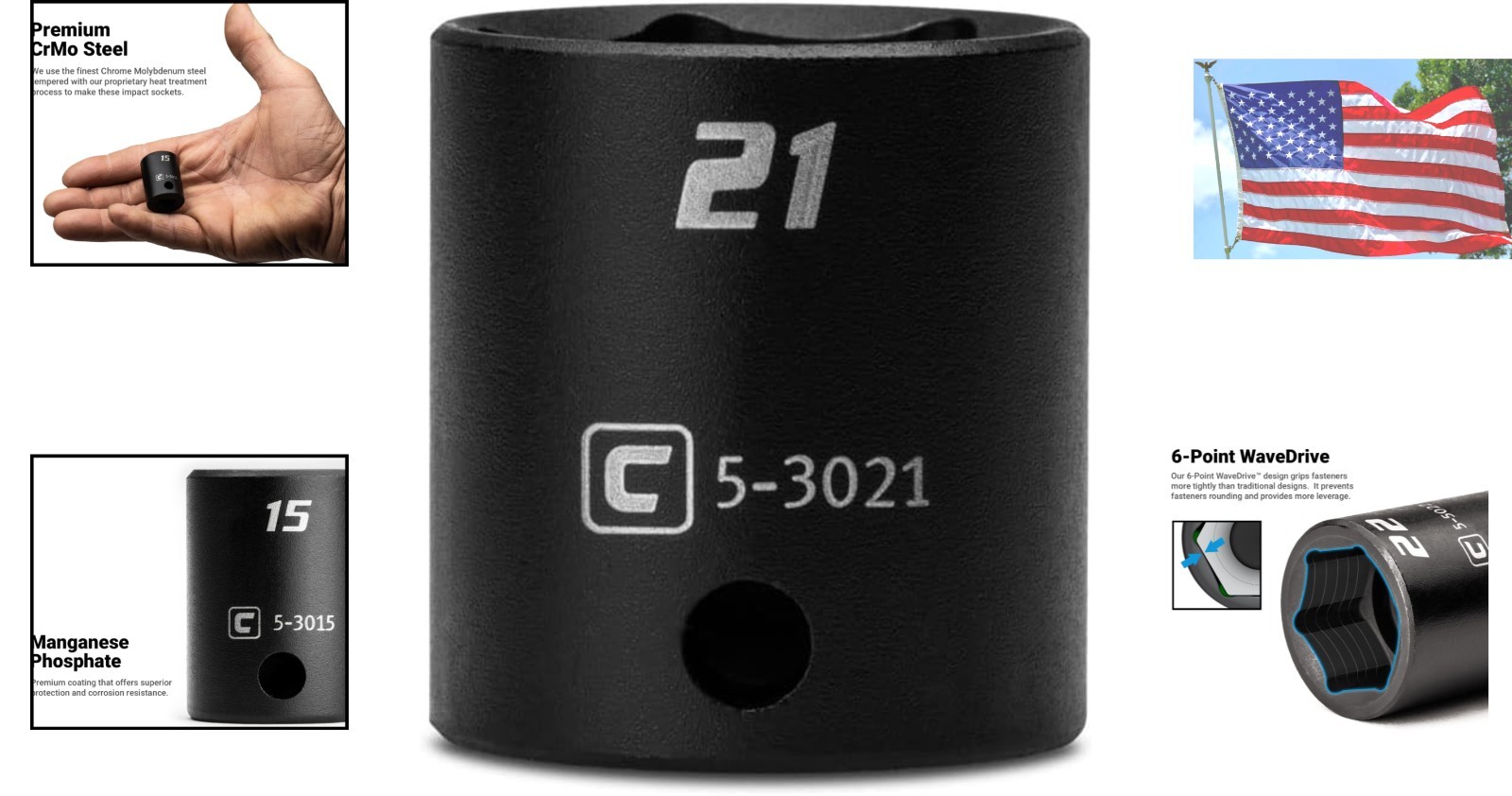 Professional 21 mm 3/8-Inch Drive Impact Socket – Corrosion-Resistant Finish