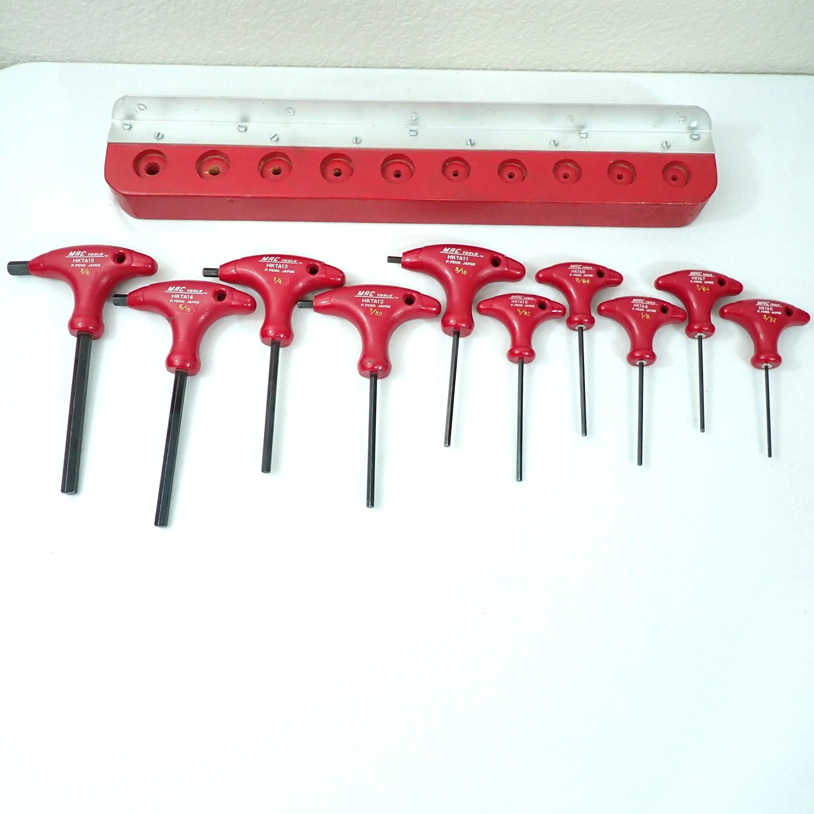 Mac Tools HKTA SAE T-Handle Hex Allen Wrench 10 pc Set 3/32″-3/8″ w/Red Rack