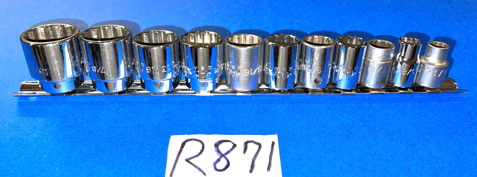 MAC TOOLS 11 PIECE 3/8 DRIVE SAE. SHORT CHROME SOCKET SET 12 POINT 5/16 – 15/16