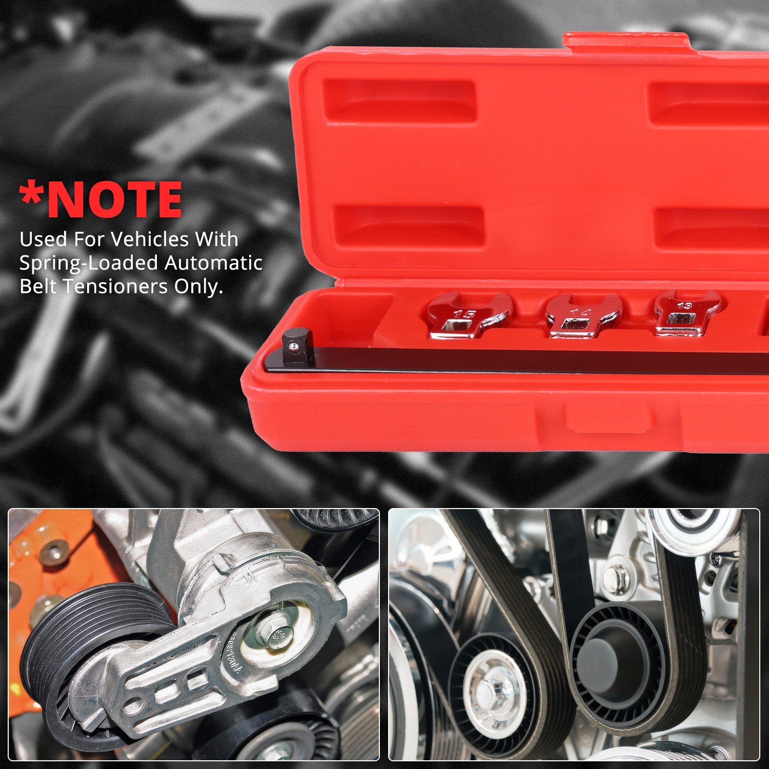 [9Pcs] 3/8″ Pulley Wrench Installation Removal Serpentine Belt Tool Set w/ Case