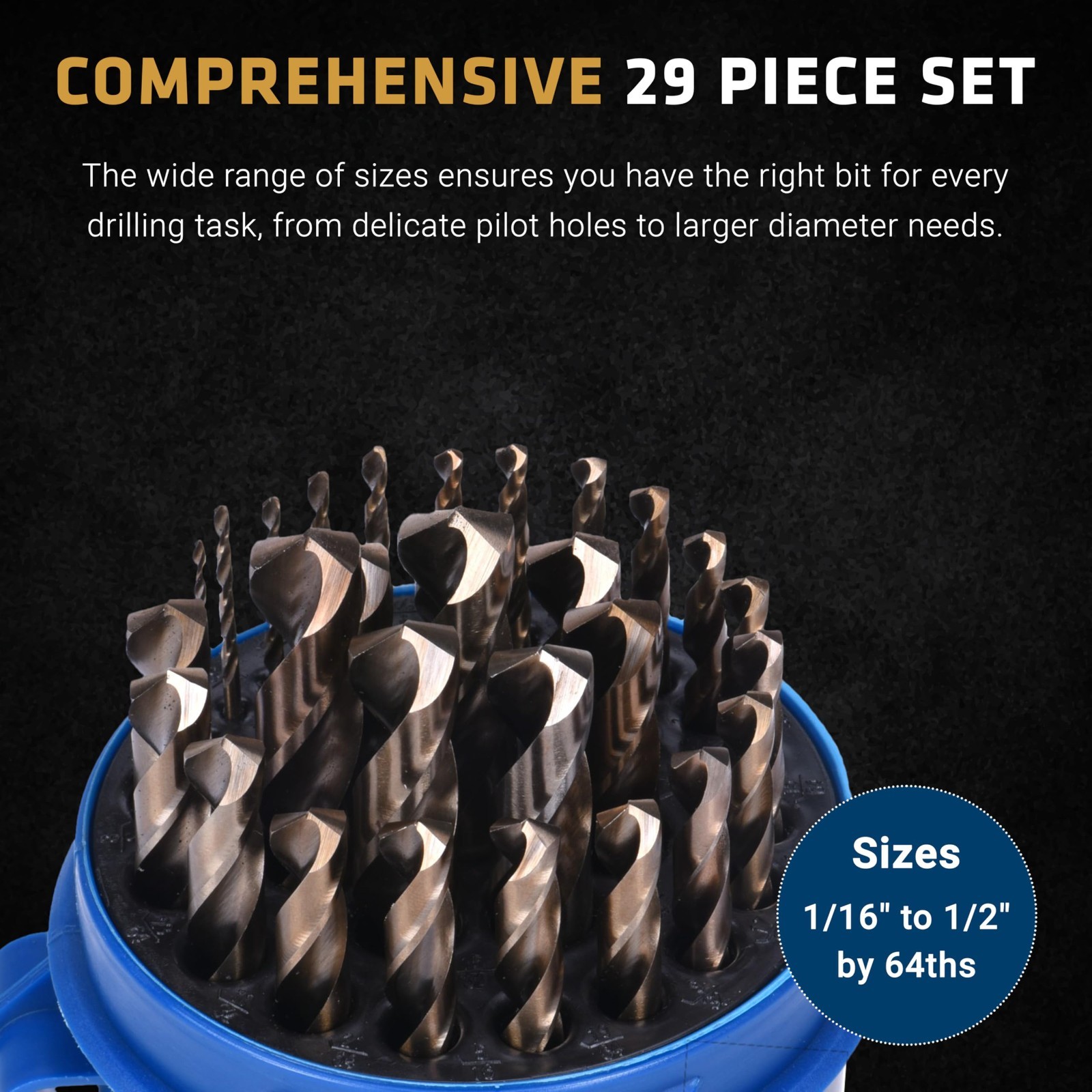Century Drill & Tool 24329 29 Piece Pro Grade Black Oxide Drill Bit Set