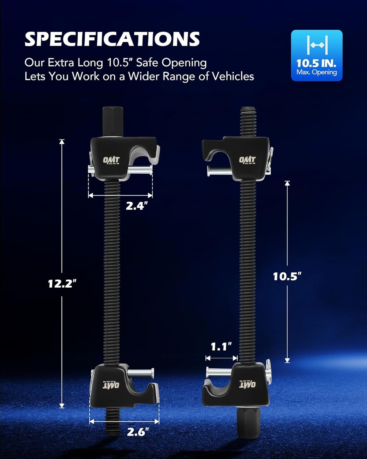Pro-Grade Macpherson Strut Spring Compressor Tool Set with 1/2″ Drive, Black