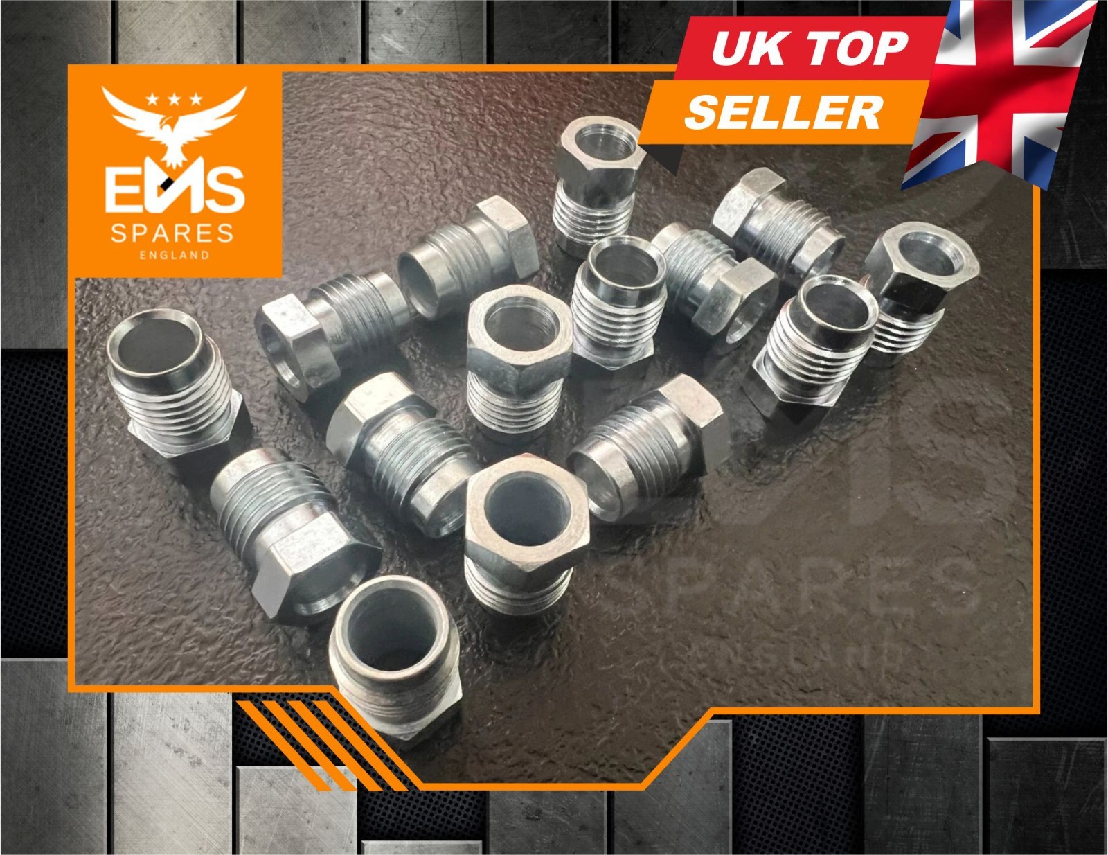 Brake Pipe Male Union Fittings 1/2″ x 20 UNF for 5/16″ Pipe Thread Steel – 15x