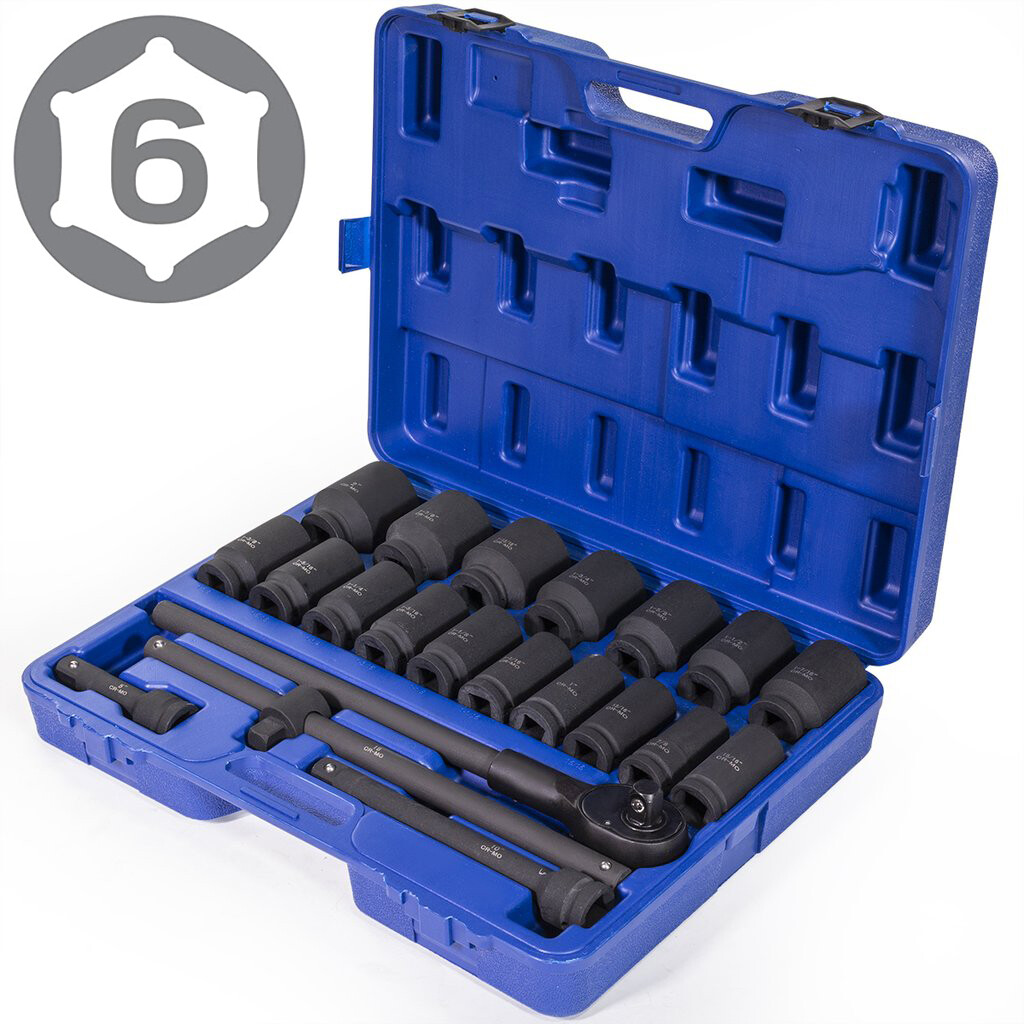 Impact Socket Set 22 PCs 3/4″ Drive 6 Point SAE Master 3/4 inch – 2 inch