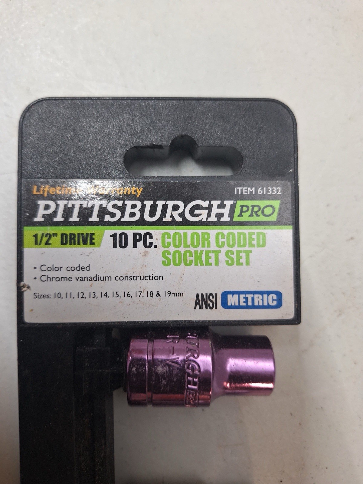 Pittsburgh Pro 1/2″ Drive Metric Color Coded Socket Set 10-Piece