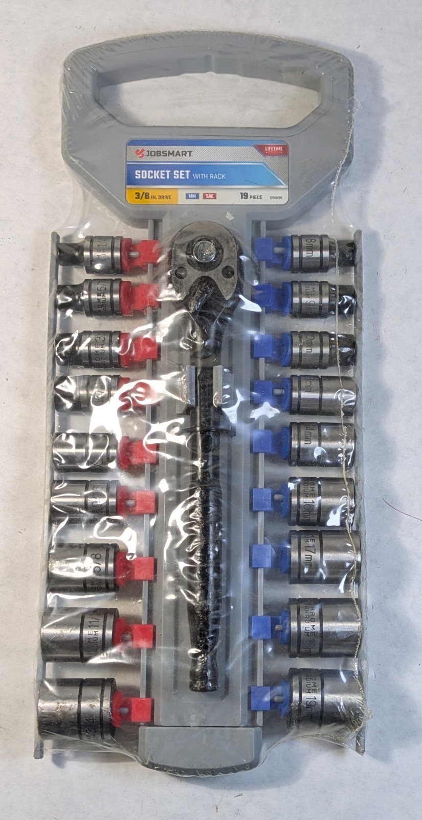 Jobsmart 3/8 Inch Drive Socket Set With Rack 19 Peice NEW SEALED