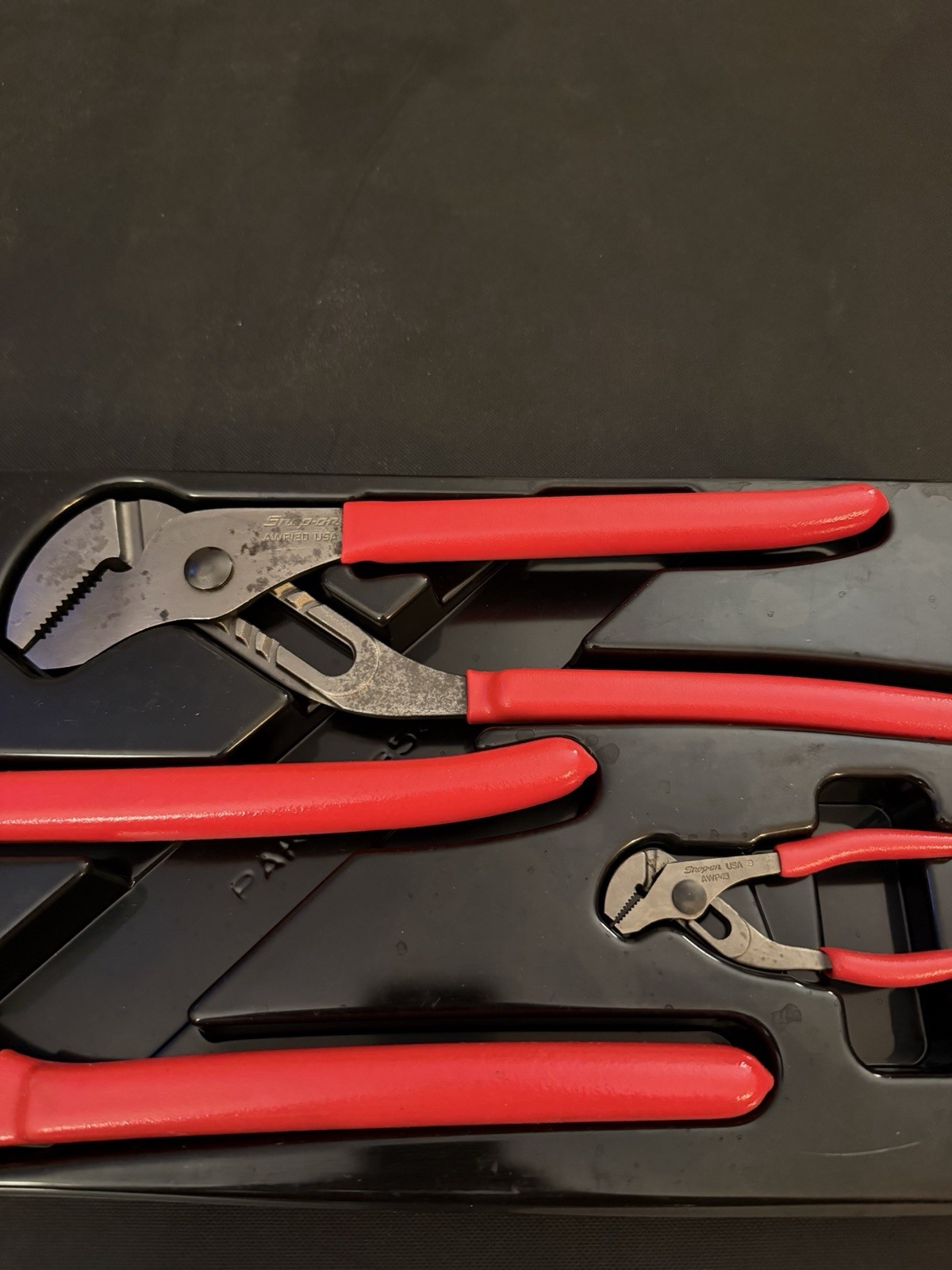 Snap On Tools AWP404 4-pc Adjustable Joint Pliers Set Red with Tray