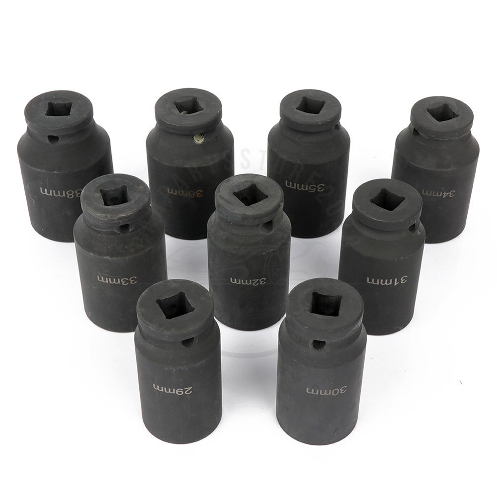 9 Pieces/Set Deep Impact Axle Hub Nut Socket Set 1/2″ Drive 29-38mm