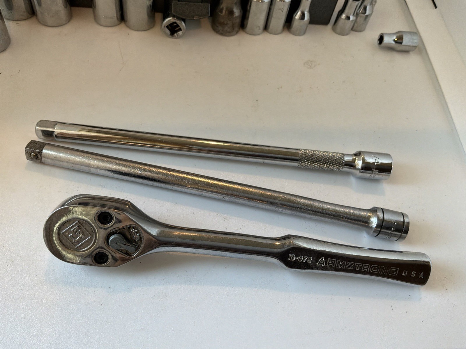 Vintage Armstrong Tools 43-152 Socket Set 1/2” Drive Ratchet USA w/ Case