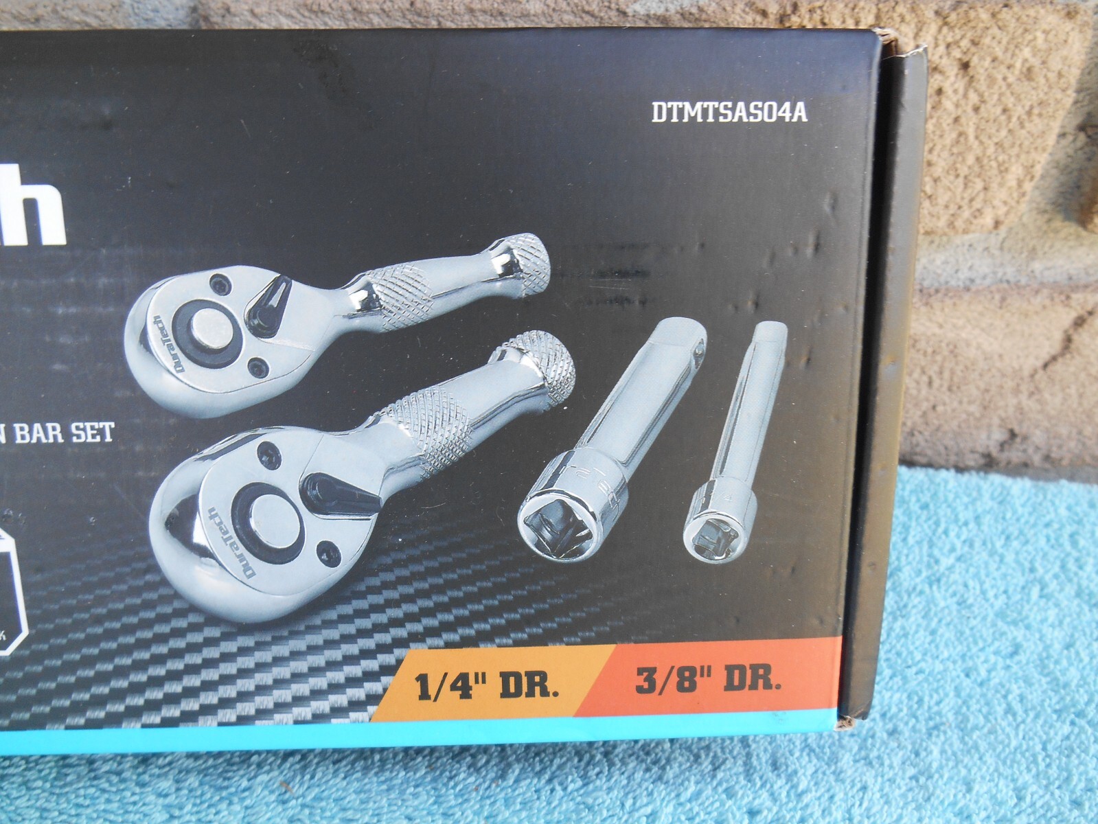 DURATECH 4PC Stubby Ratchet Set 1/4» and 3/8»Ratchets with 2 Extension Bars
