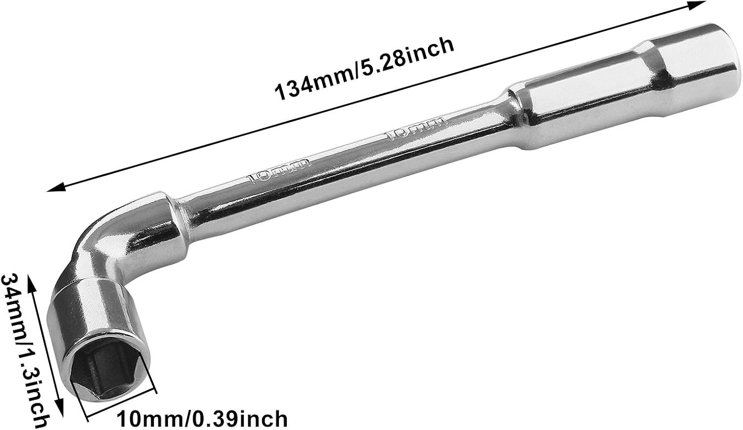 Piutouyar 10mm Metric L Shaped Angled Hex Socket Wrench, Double-Head Elbow Hex W