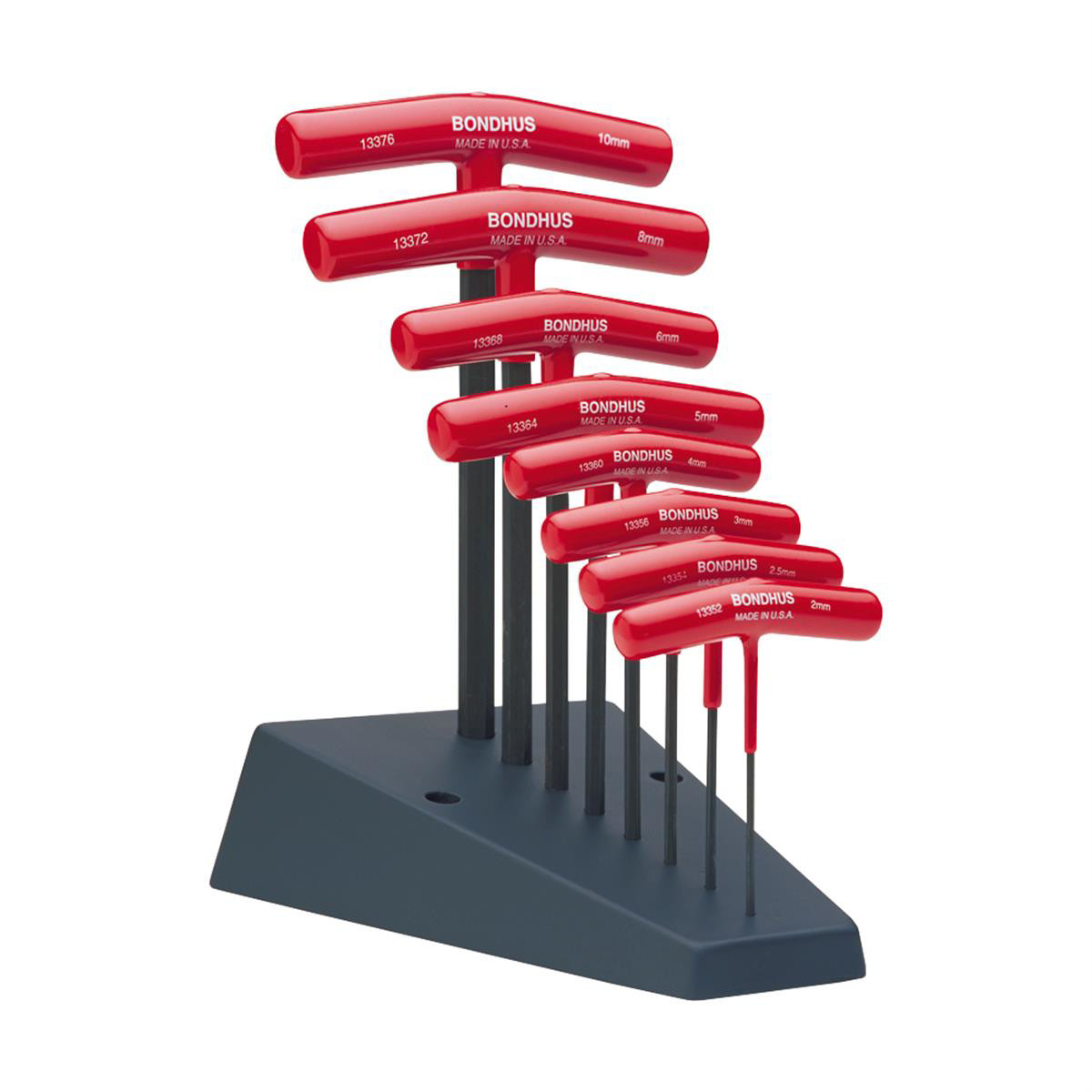 Bondhus 13389 8-Piece Graduated Metric Hex T-Handle Wrench Set with Stand