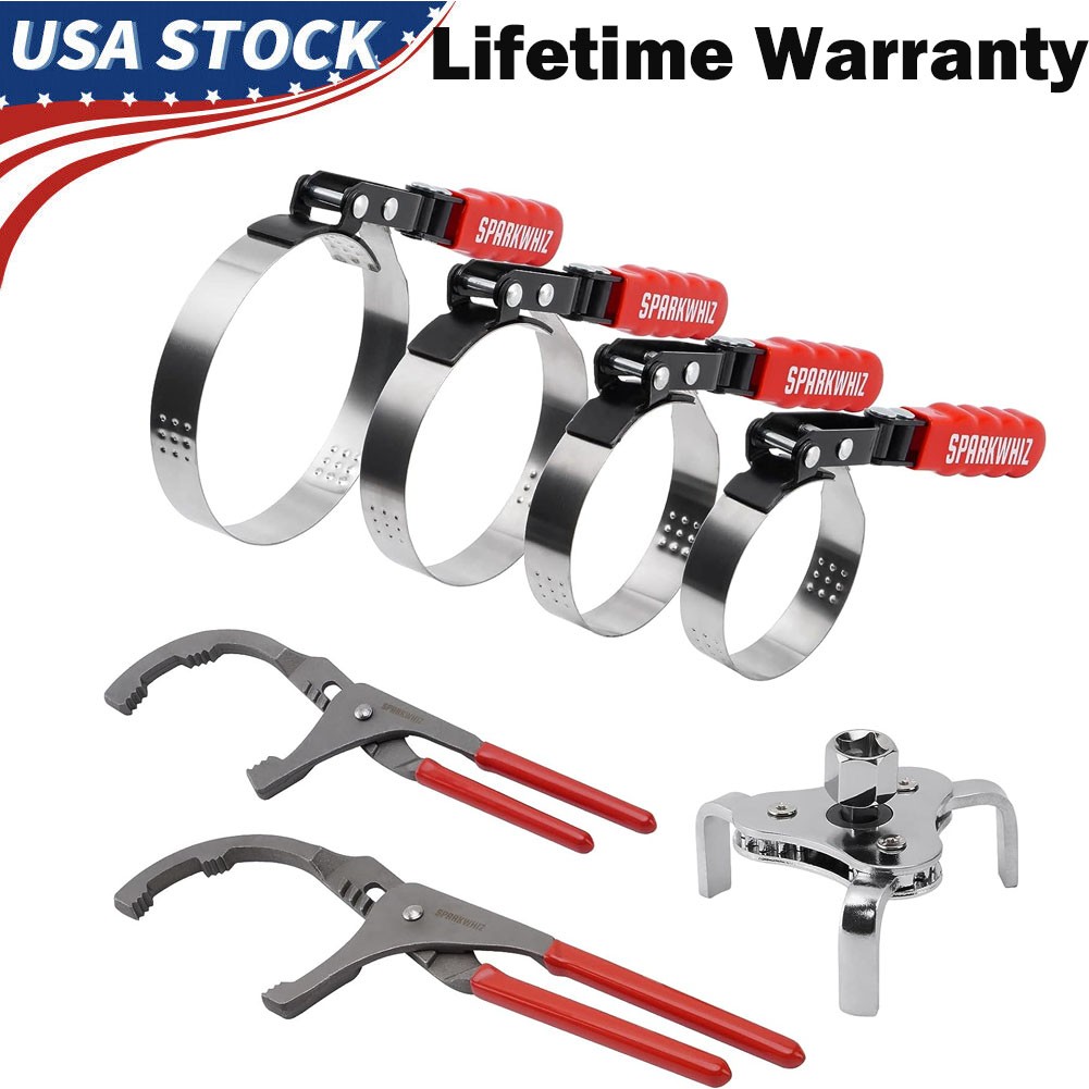 7pcs Swivel Oil Filter Wrench Removal Tool 2-3/4″ – 5-1/4″, 9″ 12″ Filter Plier
